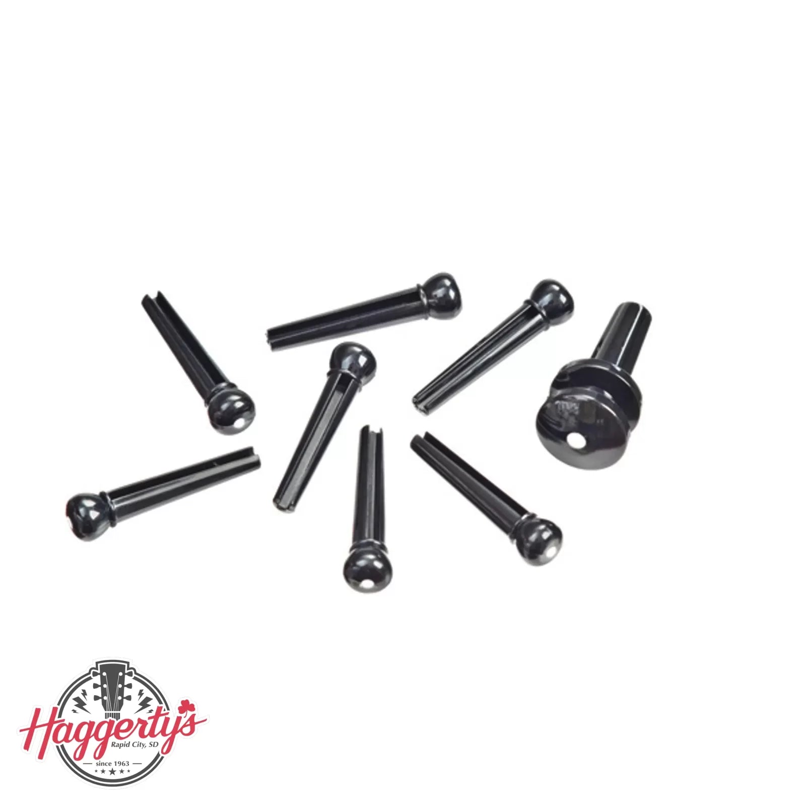 D'Addario PWPS10 Plastic Bridge End Pins Black with Ivory Dot