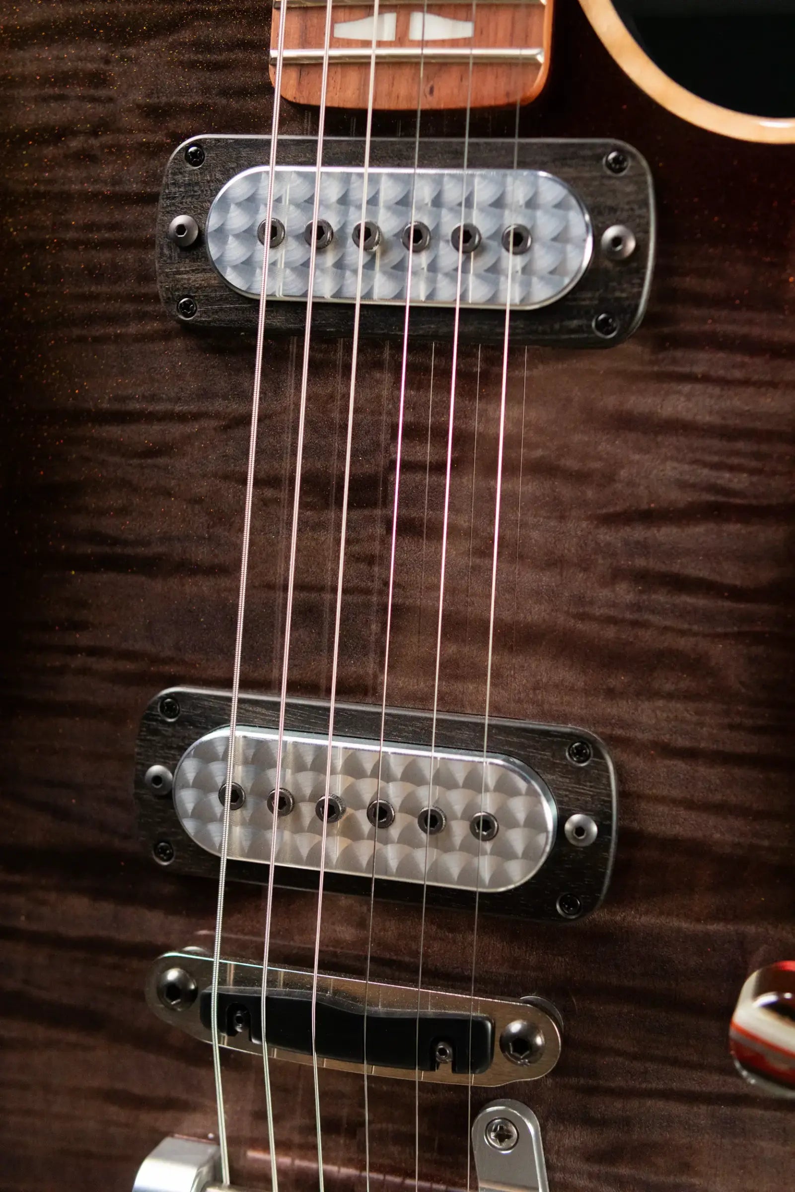 Powers Electric A-Type FF42 NAMM 2026 Hollow Body Electric Guitar - Select Maple Chroma Silver Cranberry with Gig Bag