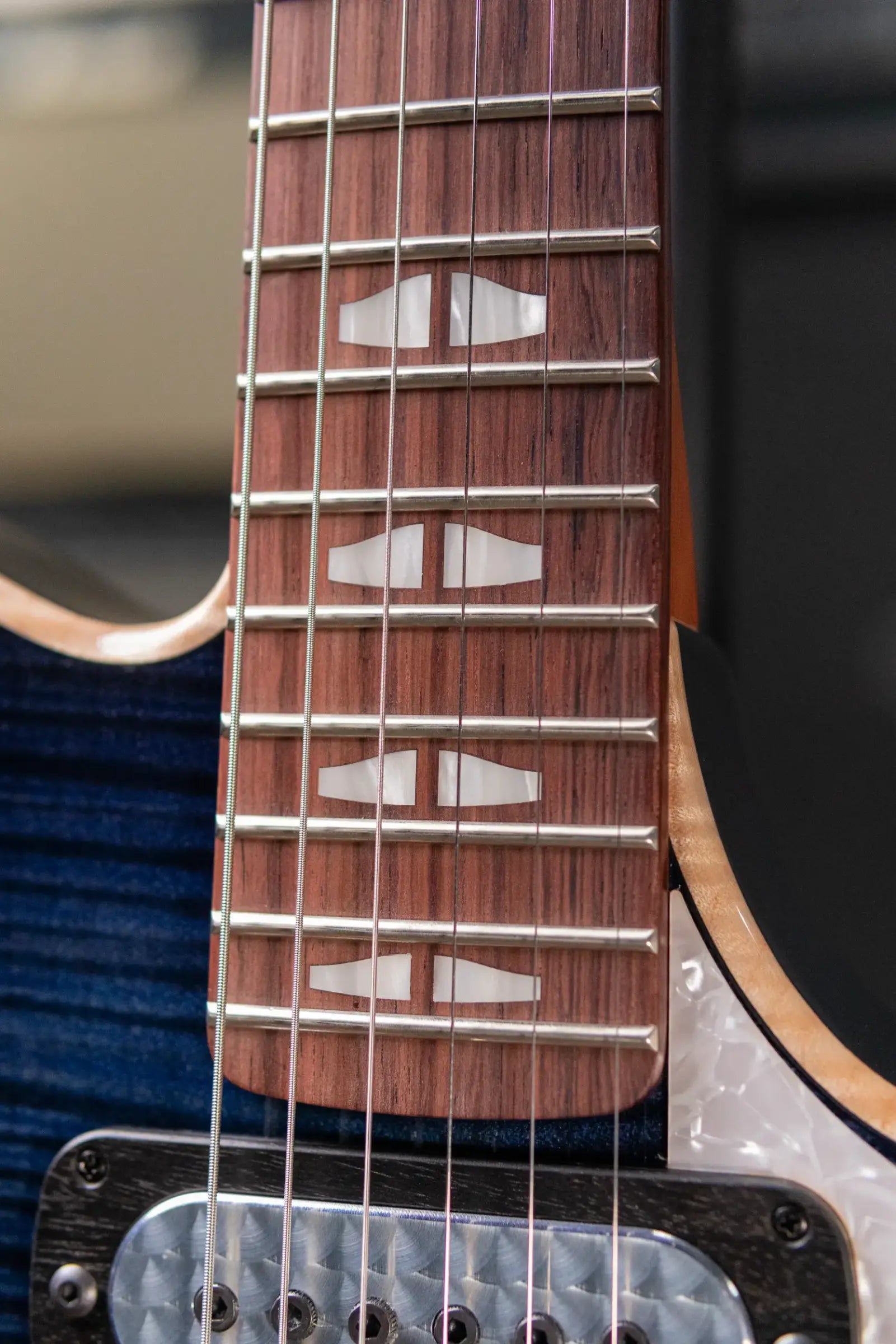 Powers Electric A-Type FF42 Hollow Body Electric Guitar - Twillight Blue with Gig Bag