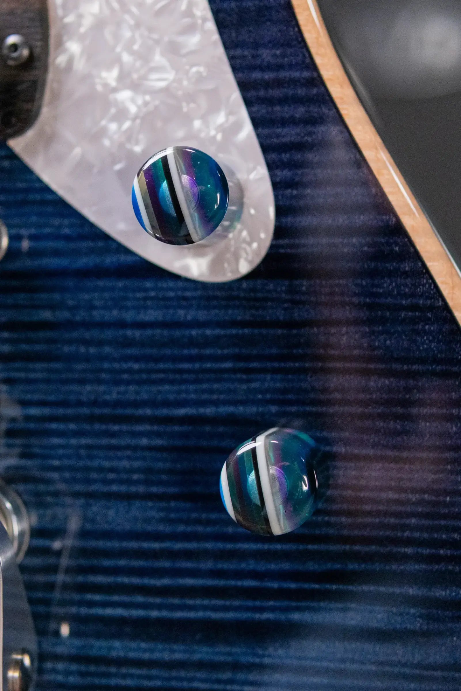 Powers Electric A-Type FF42 Hollow Body Electric Guitar - Twillight Blue with Gig Bag