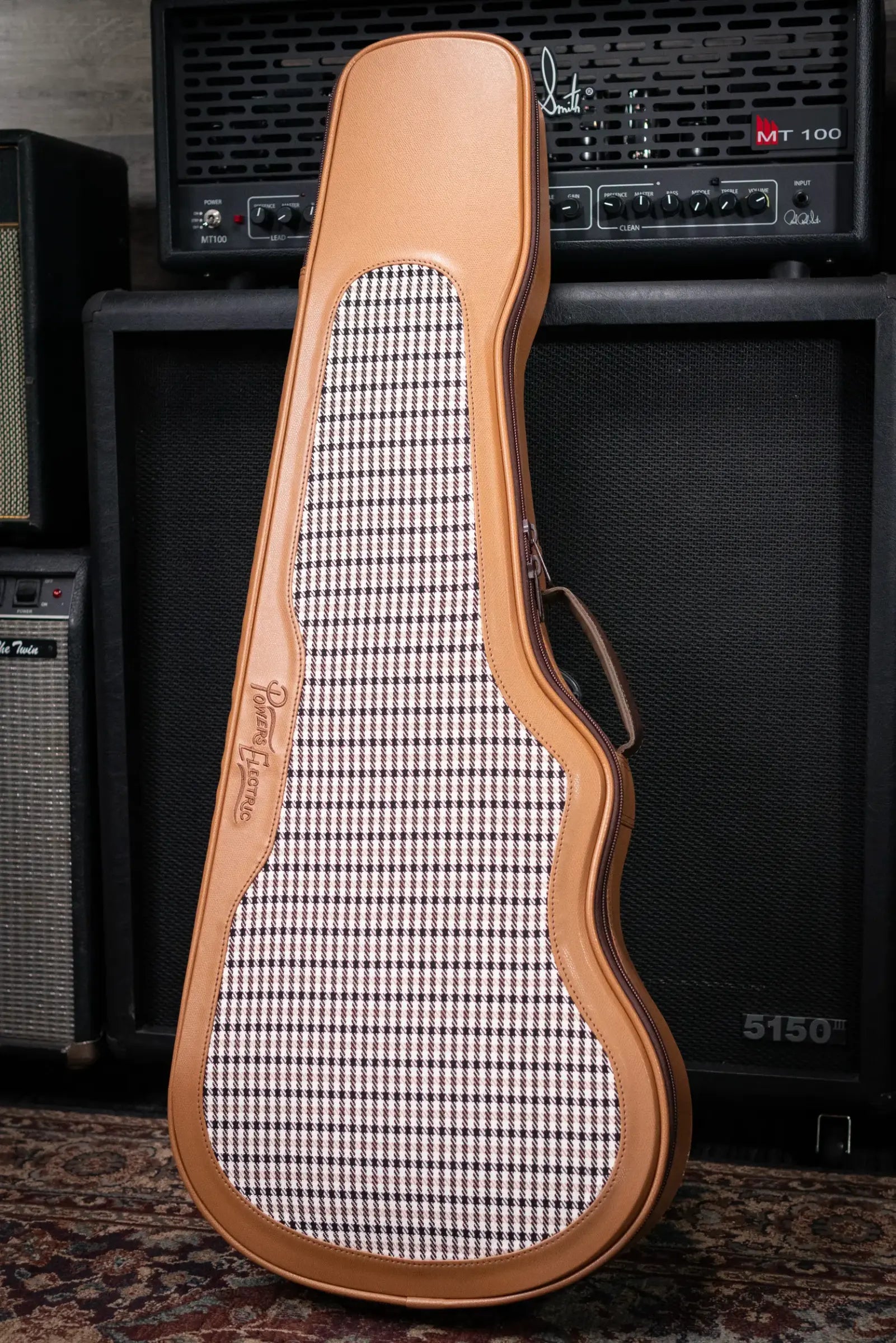 Powers Electric A-Type FF42 Hollow Body Electric Guitar - Twillight Blue with Gig Bag