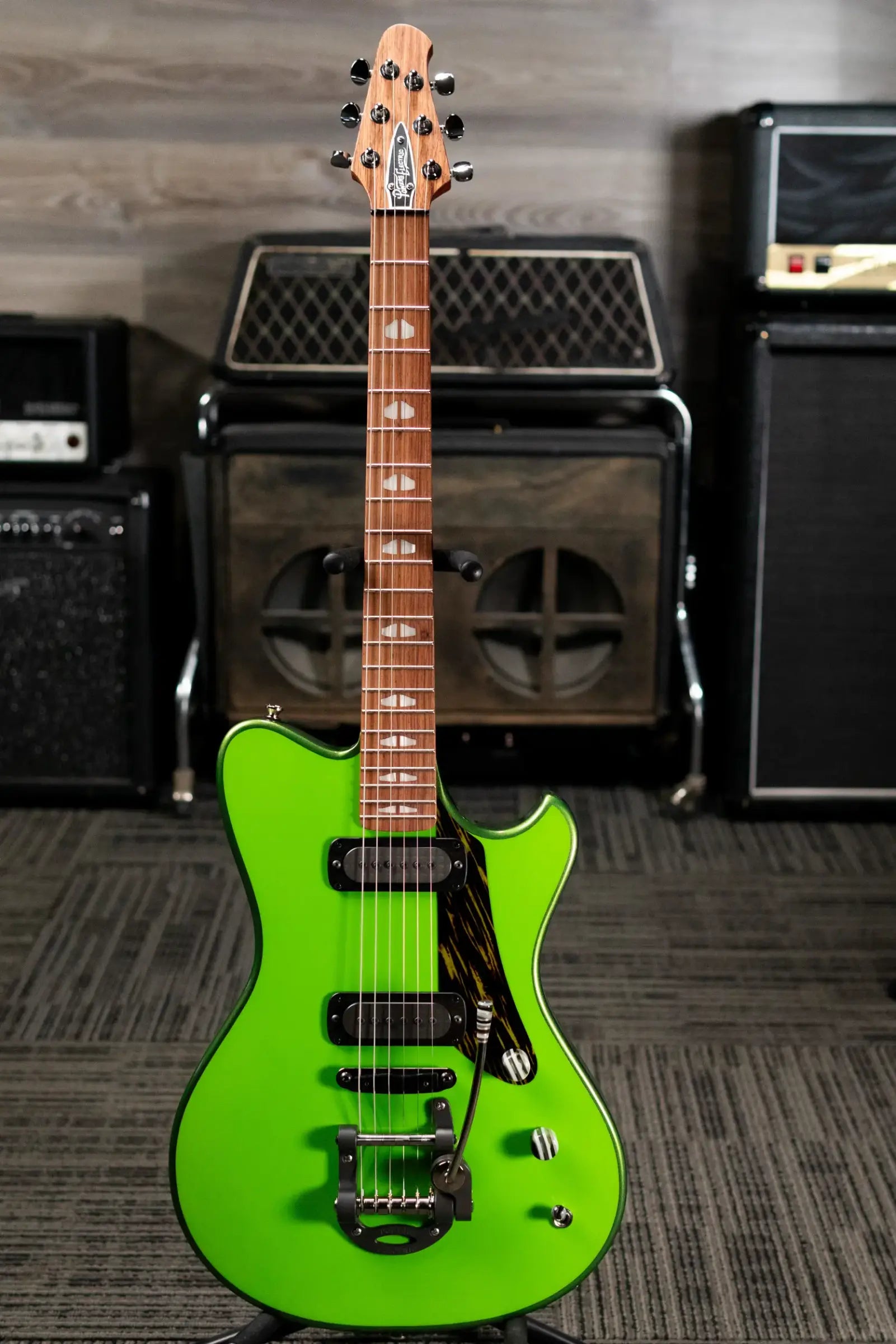 Powers Electric A-Type FF42 Hollow Body Electric Guitar - Willow Green/Java Green Metallic with Gig Bag