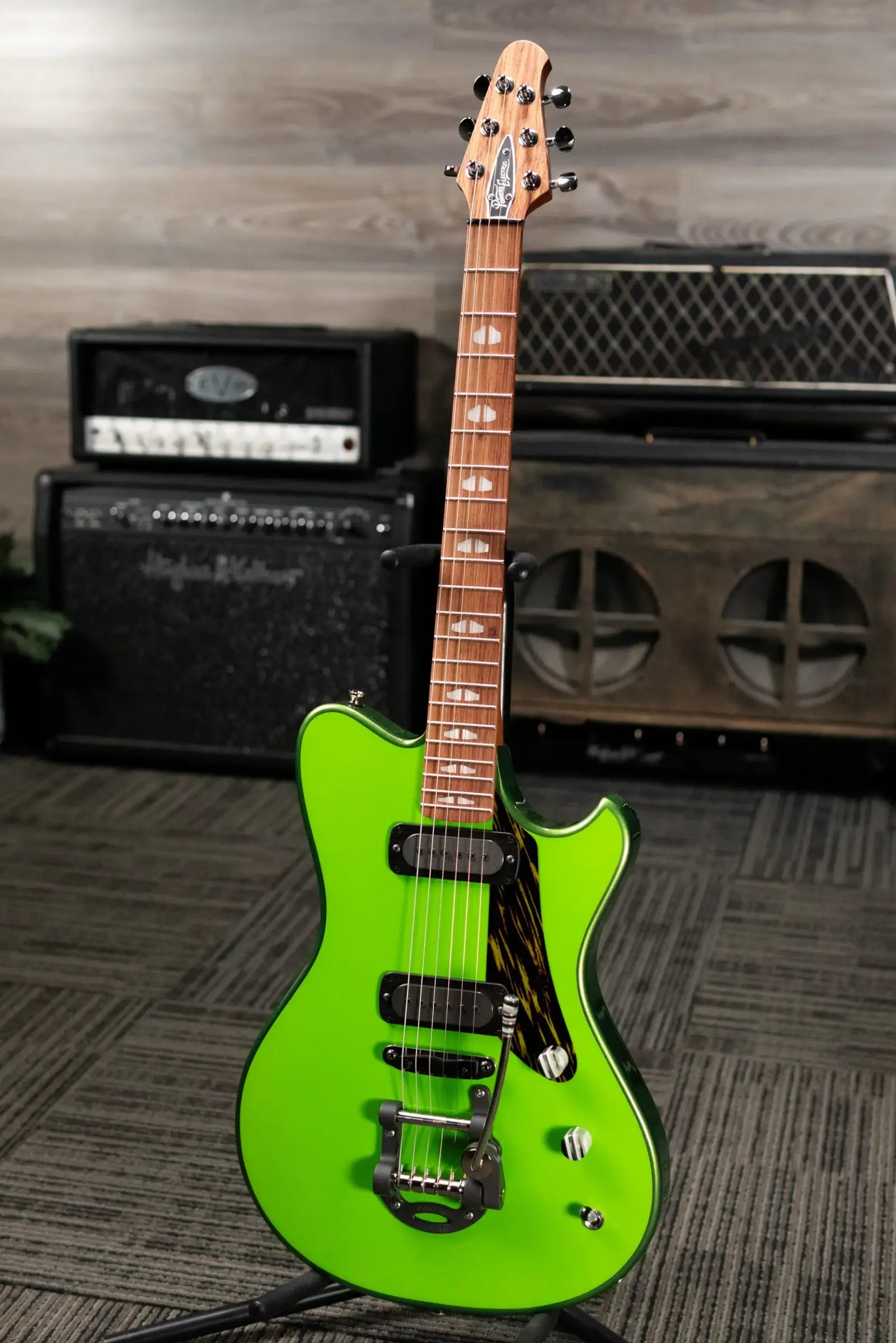 Powers Electric A-Type FF42 Hollow Body Electric Guitar - Willow Green/Java Green Metallic with Gig Bag