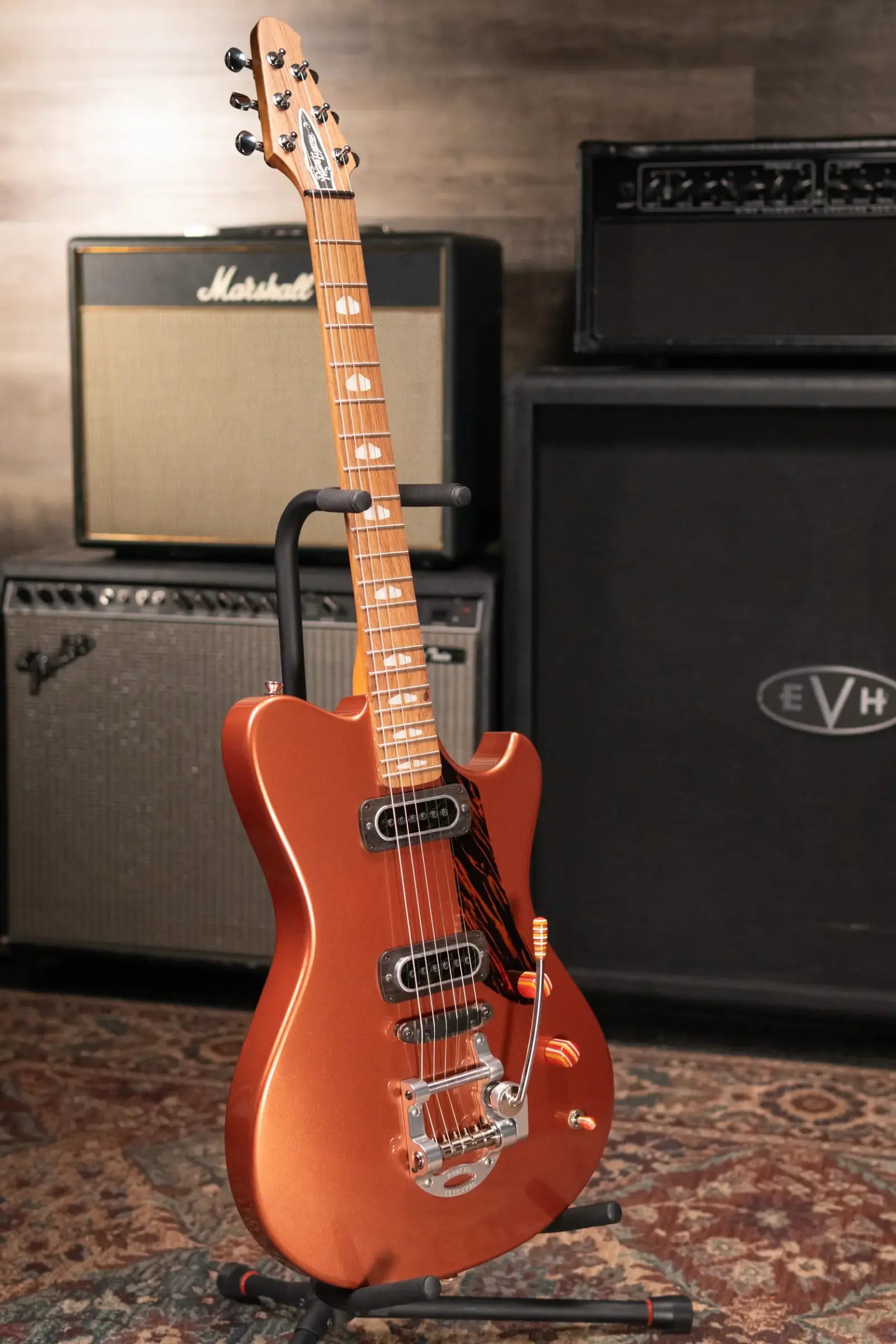 Powers Electric A-Type PF42 Hollow Body Electric Guitar - Byzantine Gold with Gig Bag