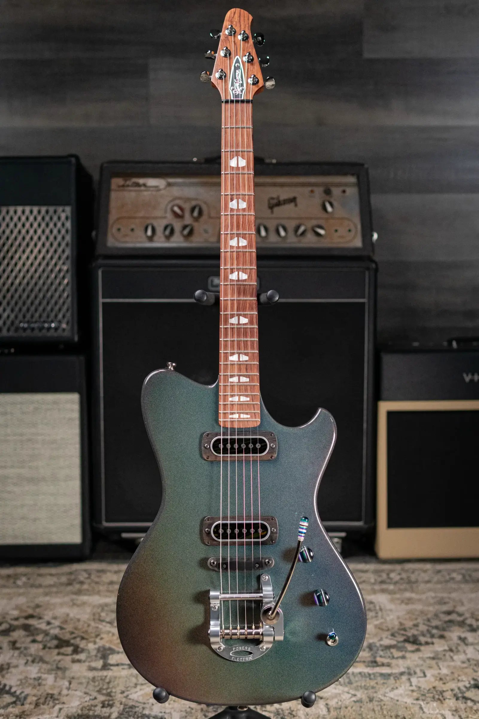 Powers Electric A-Type PF42 Hollow Body Electric Guitar - Chroma Stratus with Gig Bag