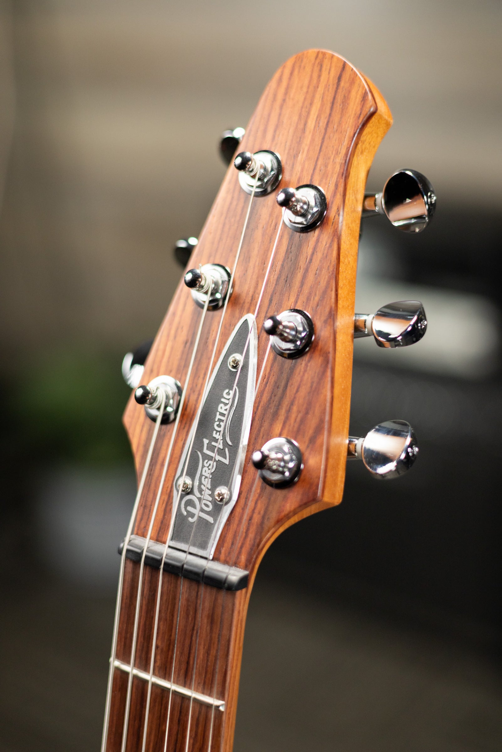 Powers Electric A-Type PF42 Hollow Body Electric Guitar - Chroma Silver Cranberry with Gig Bag