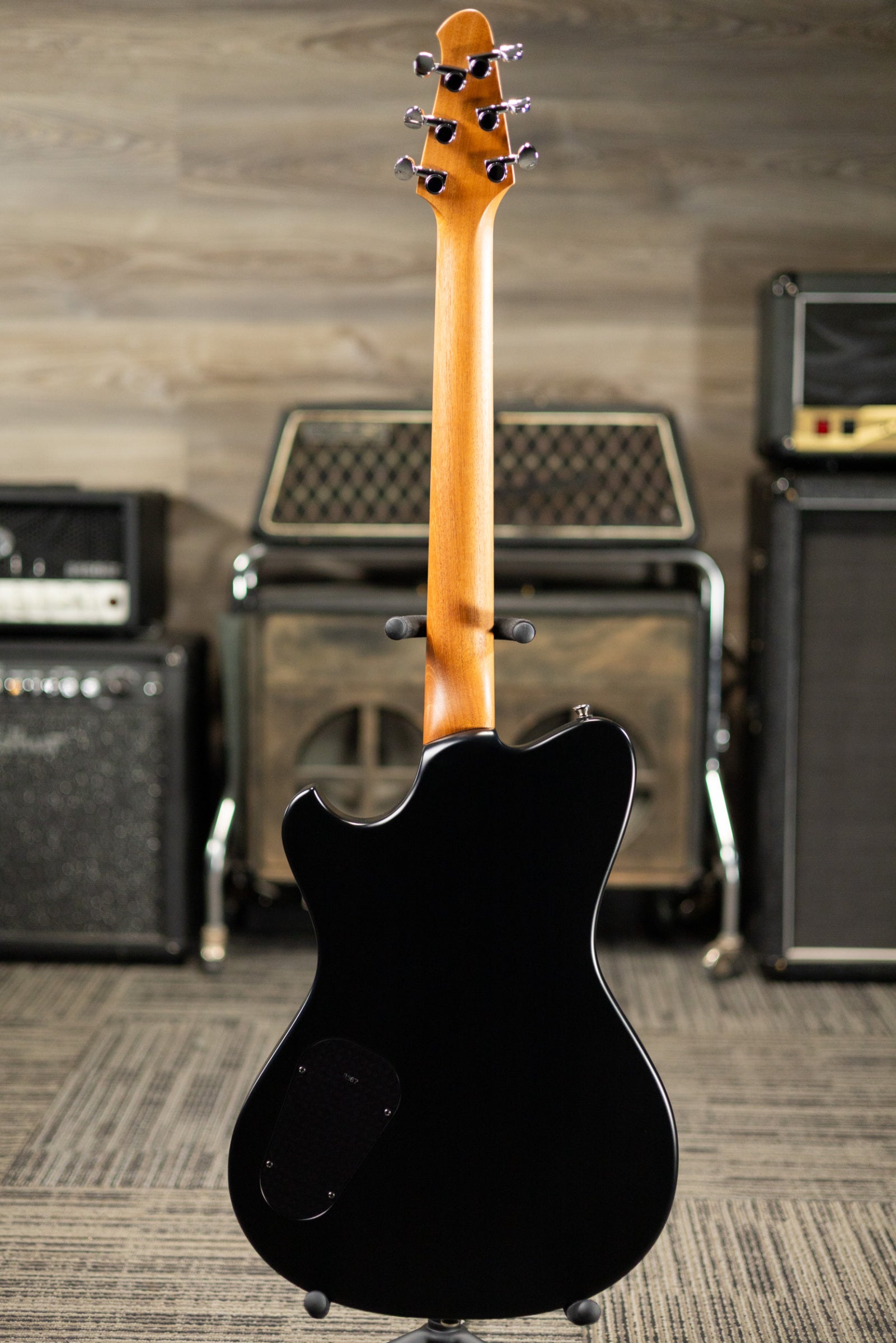 Powers Electric A-Type PF42 Hollow Body Electric Guitar - Chroma Silver Cranberry with Gig Bag