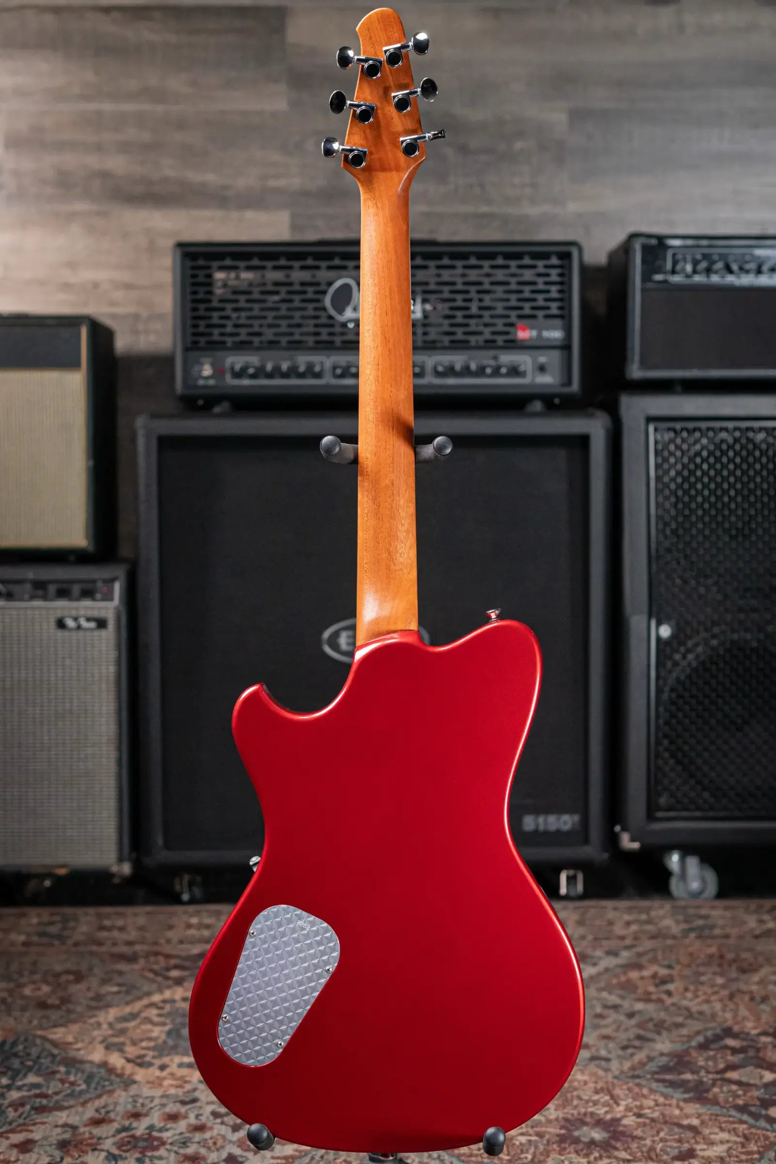 Powers Electric A-Type PF42 Hollow Body Electric Guitar - Crystal Red Metallic with Gig Bag