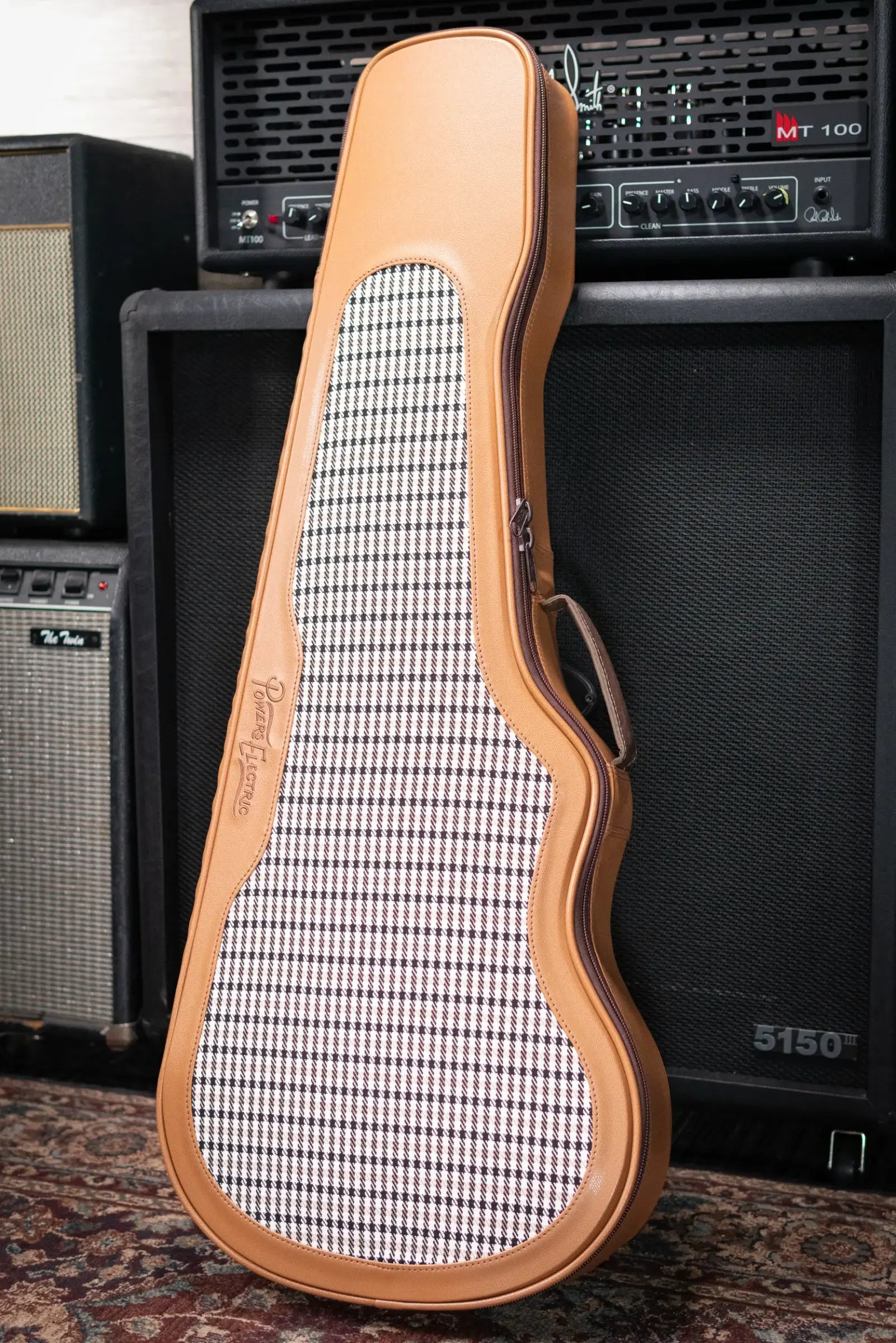 Powers Electric A-Type PF42 Hollow Body Electric Guitar - Crystal Red Metallic with Gig Bag