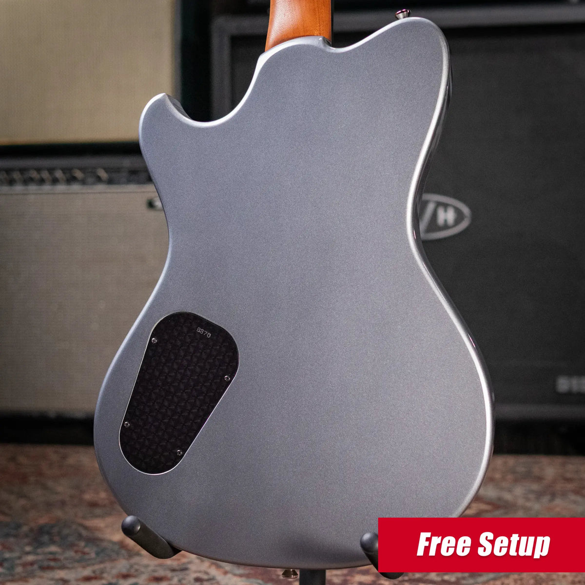 Powers Electric A-Type PF42 Hollow Body Electric Guitar - Dark Gulf Blue/Chrome Blue with Gig Bag
