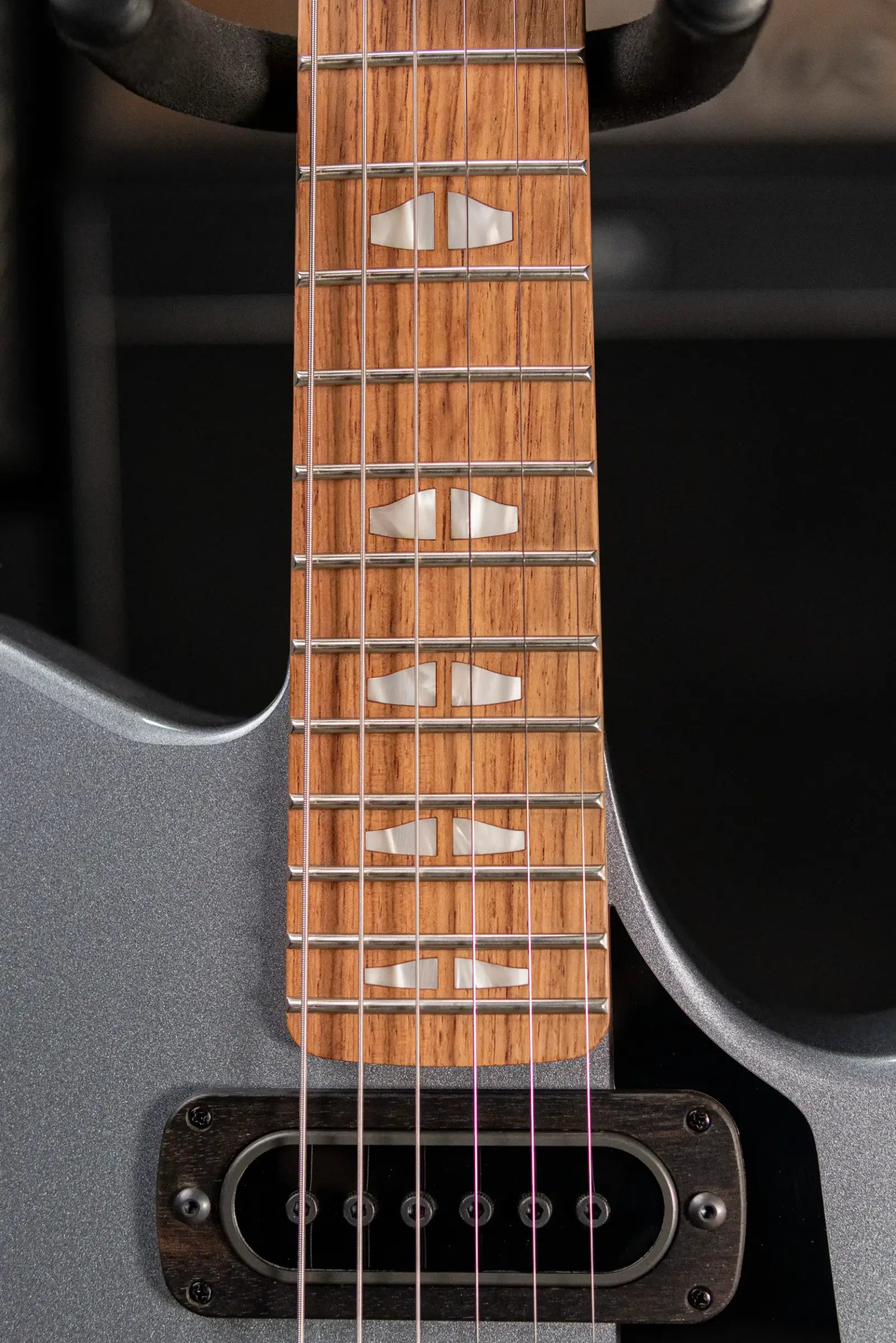 Powers Electric A-Type PF42 Hollow Body Electric Guitar - Liquid Metal Chrome Blue with Gig Bag