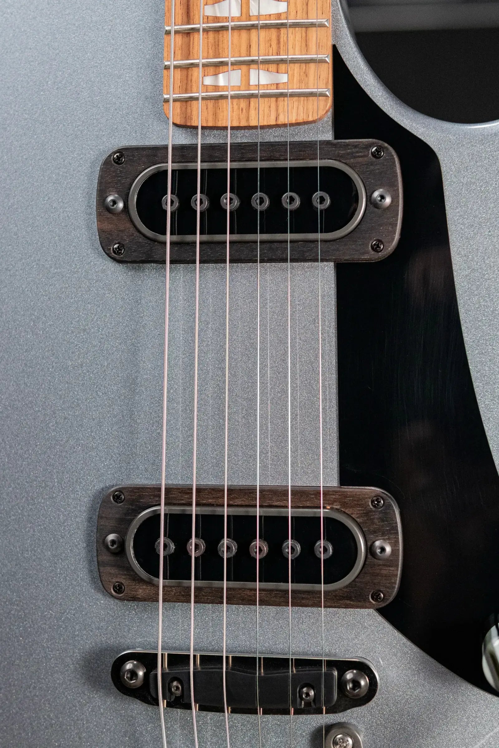 Powers Electric A-Type PF42 Hollow Body Electric Guitar - Liquid Metal Chrome Blue with Gig Bag