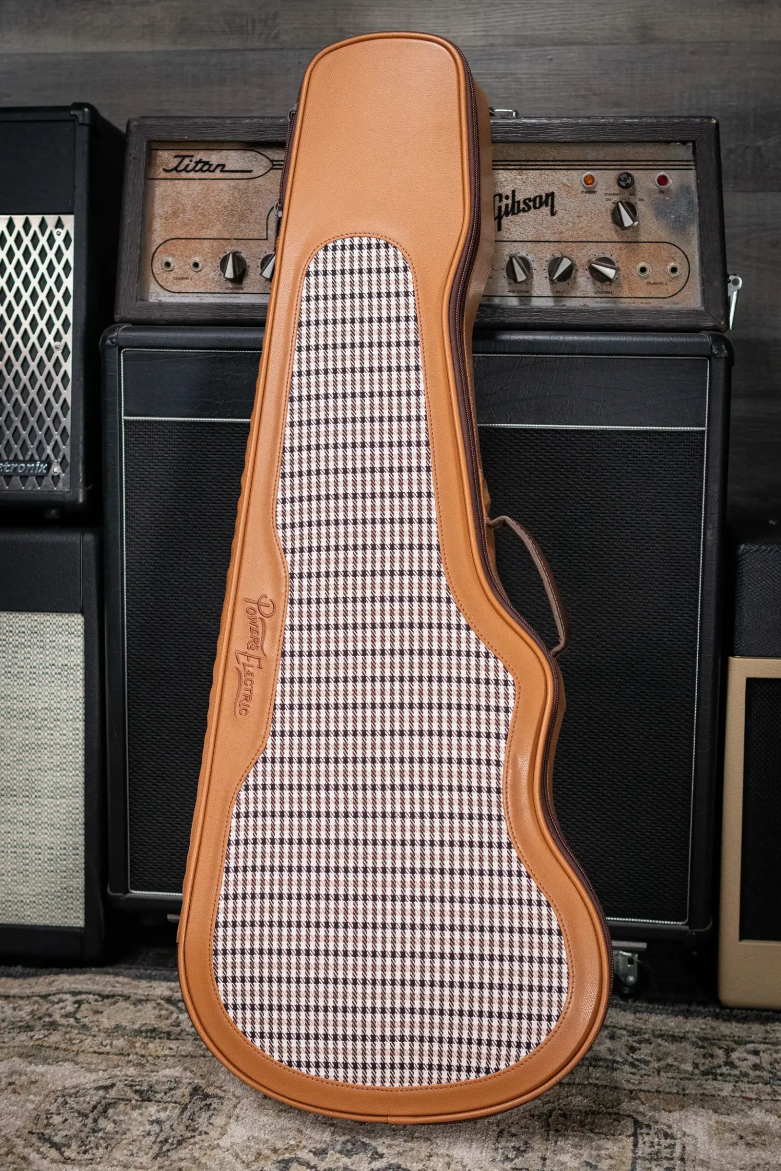 Powers Electric A-Type PF42 Hollow Body Electric Guitar - Liquid Metal Chrome Blue with Gig Bag