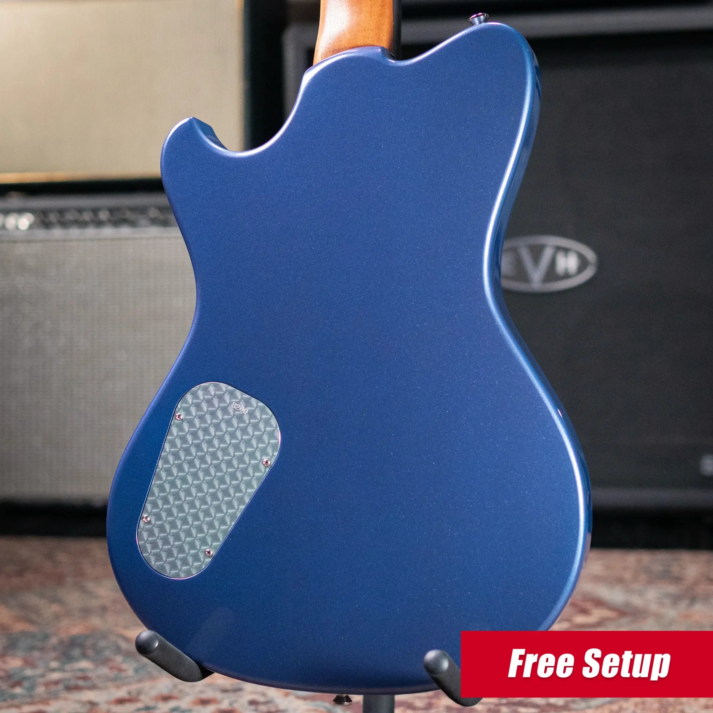 Powers Electric A-Type PF42 Hollow Body Electric Guitar - Yachting Blue Metallic with Gig Bag