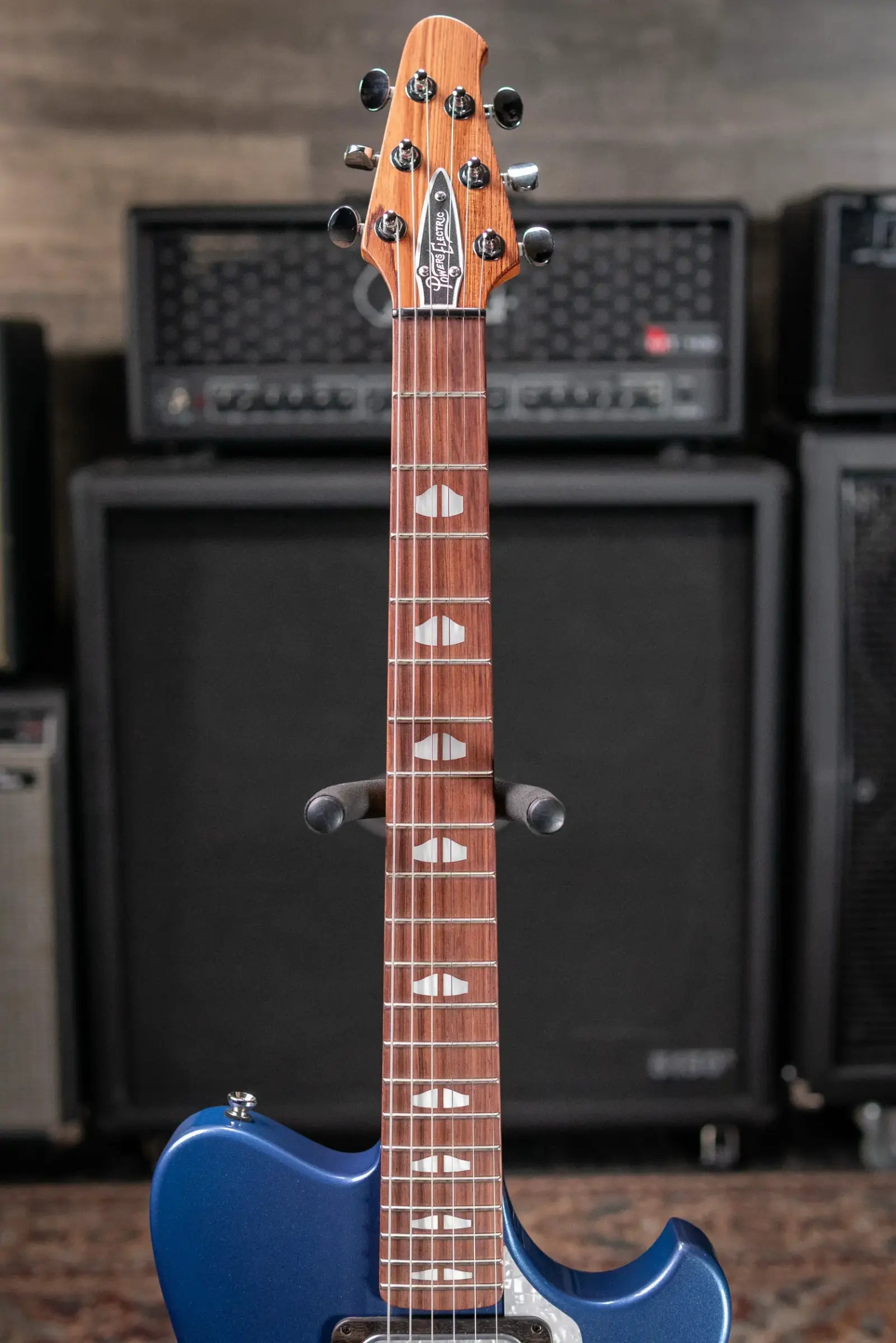 Powers Electric A-Type PF42 Hollow Body Electric Guitar - Yachting Blue Metallic with Gig Bag