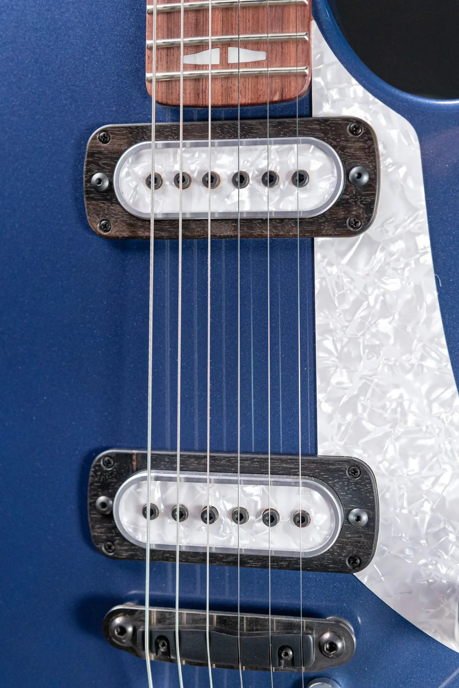 Powers Electric A-Type PF42 Hollow Body Electric Guitar - Yachting Blue Metallic with Gig Bag