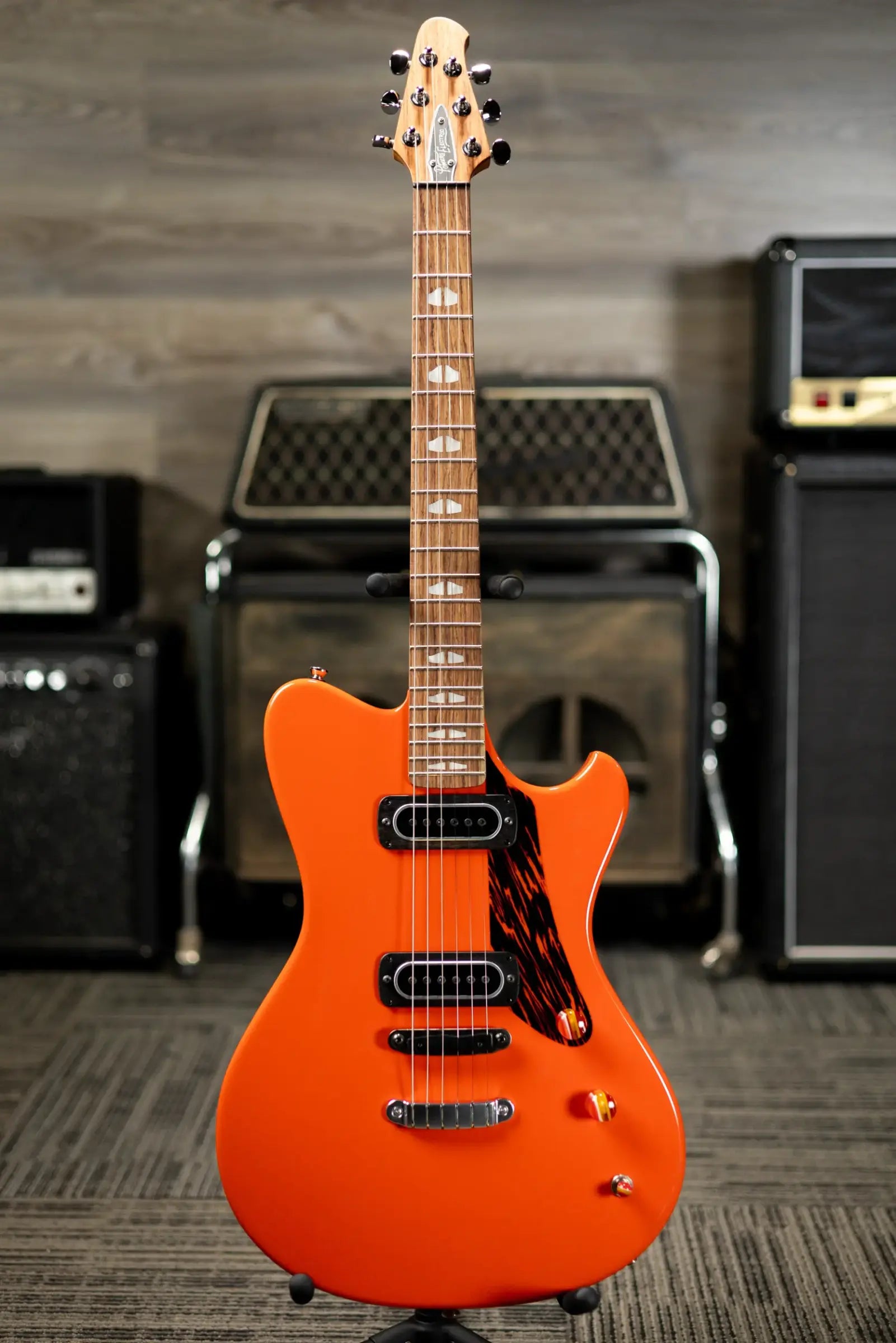 Powers Electric A-Type PF42 Hollow Body Guitar - Continental Orange with Gig Bag