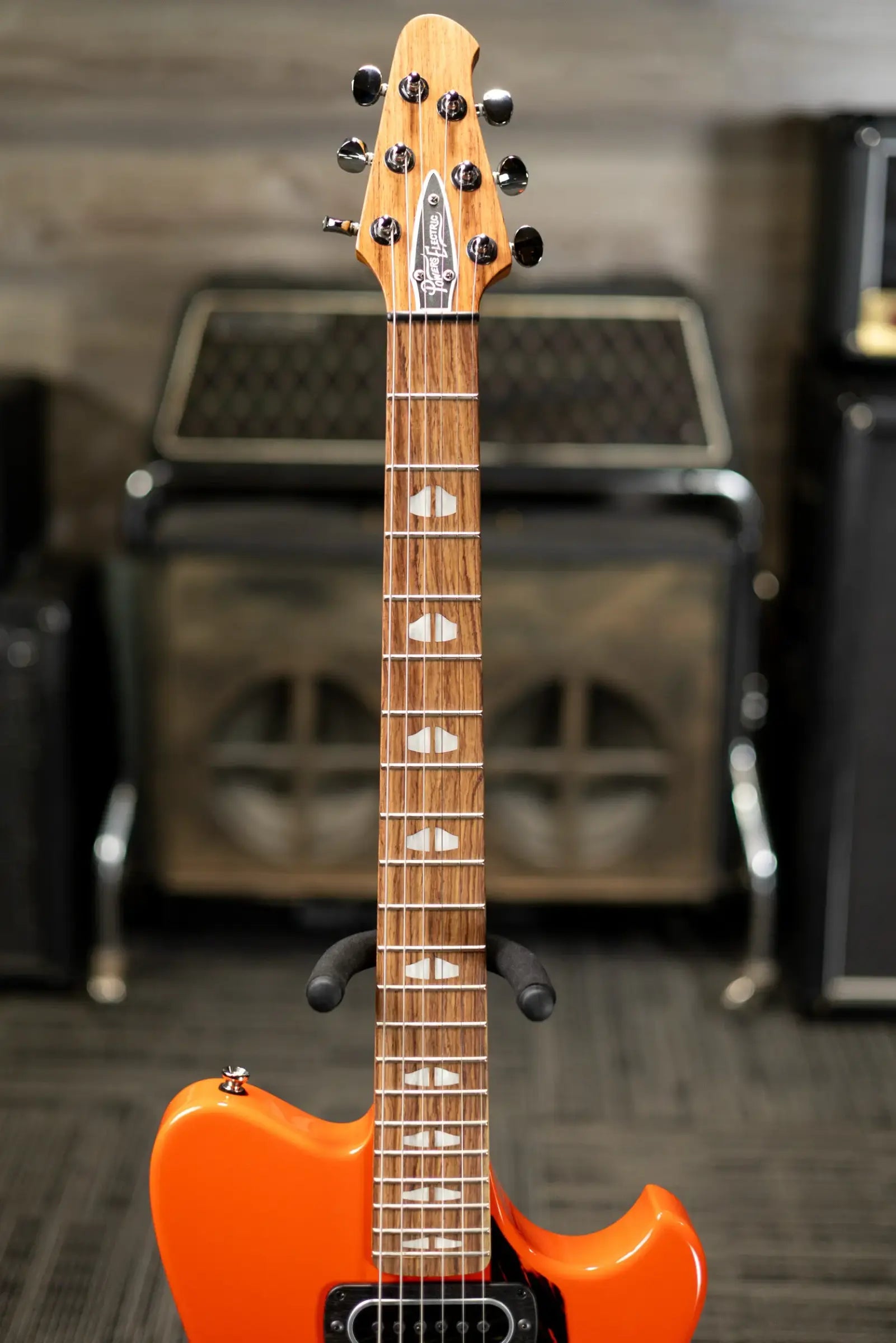 Powers Electric A-Type PF42 Hollow Body Guitar - Continental Orange with Gig Bag