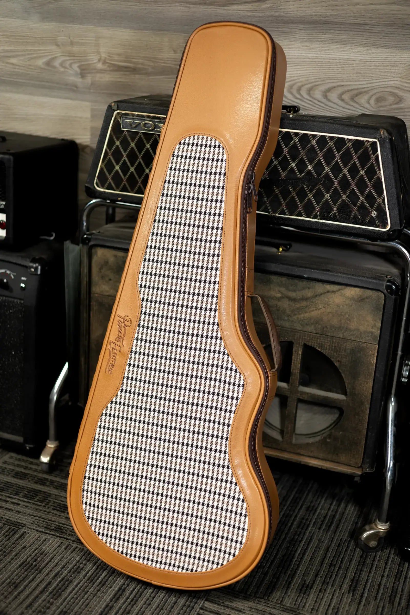 Powers Electric A-Type PF42 Hollow Body Guitar - Continental Orange with Gig Bag