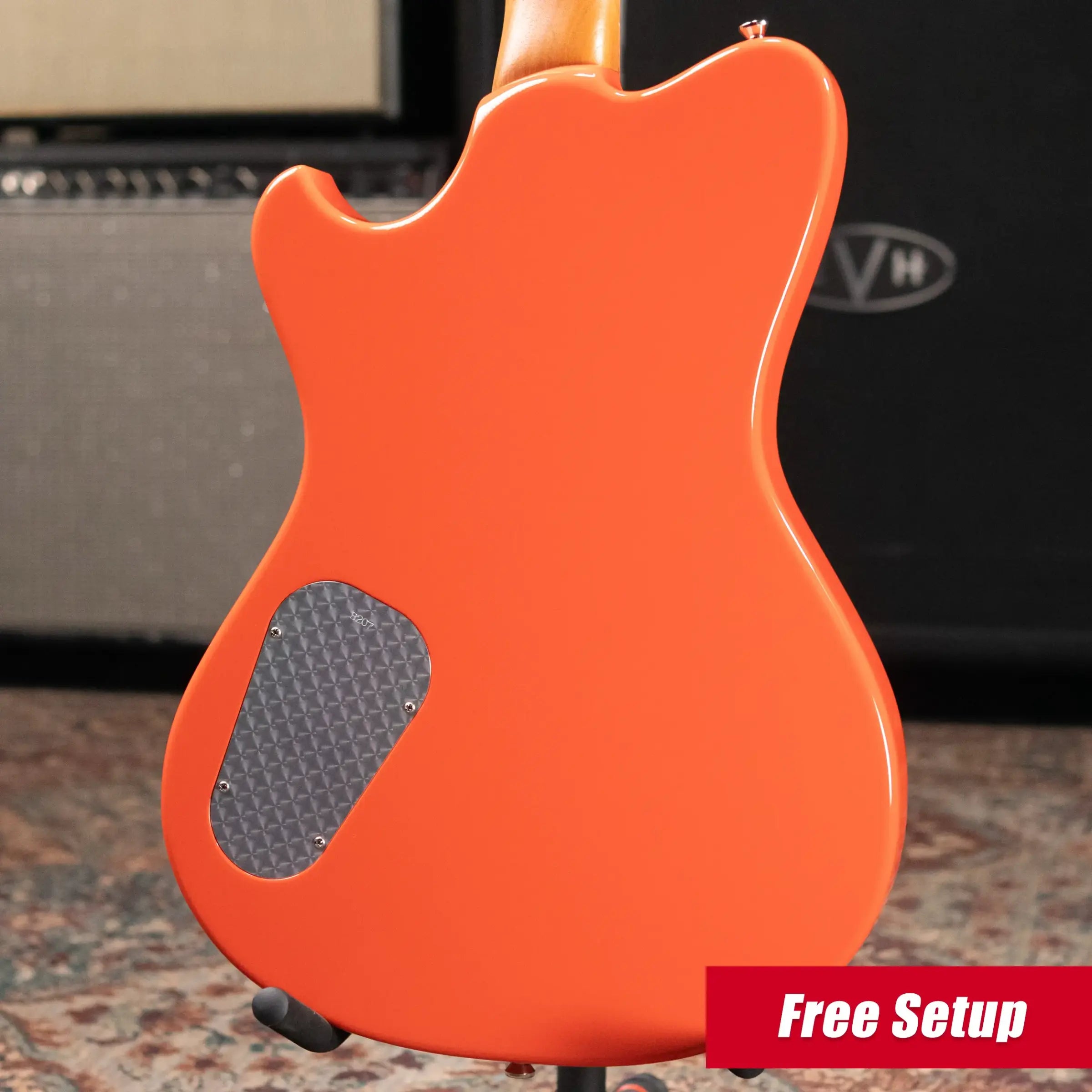 Powers Electric A-Type PF42 Hollow Body Guitar - Continental Orange with Gig Bag