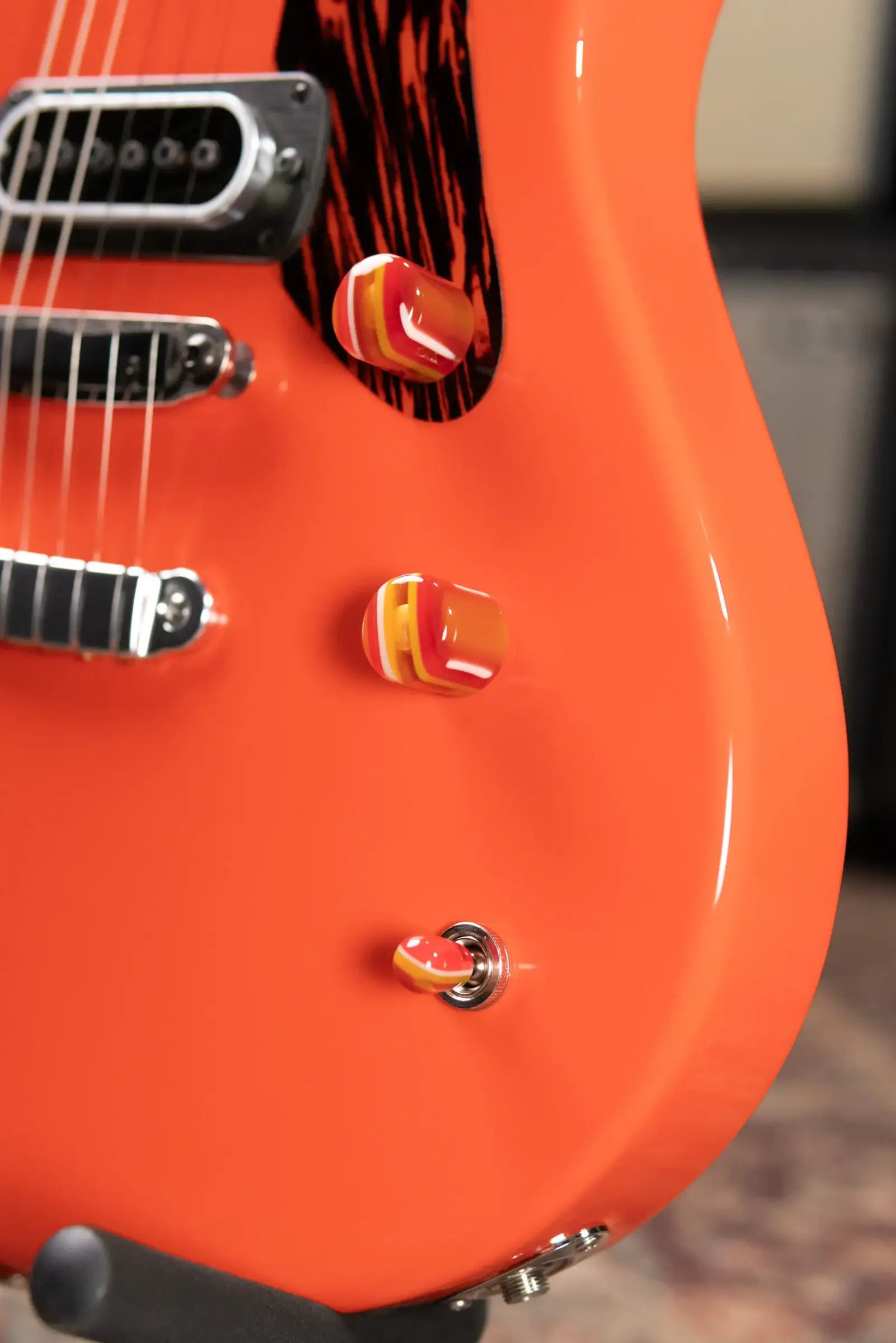 Powers Electric A-Type PF42 Hollow Body Guitar - Continental Orange with Gig Bag