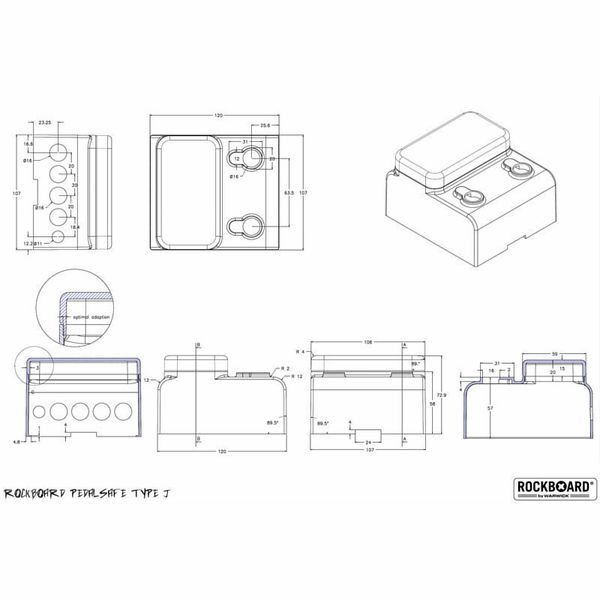 Rockboard PedalSafe Type J with Universal Pedal Mounting Plate