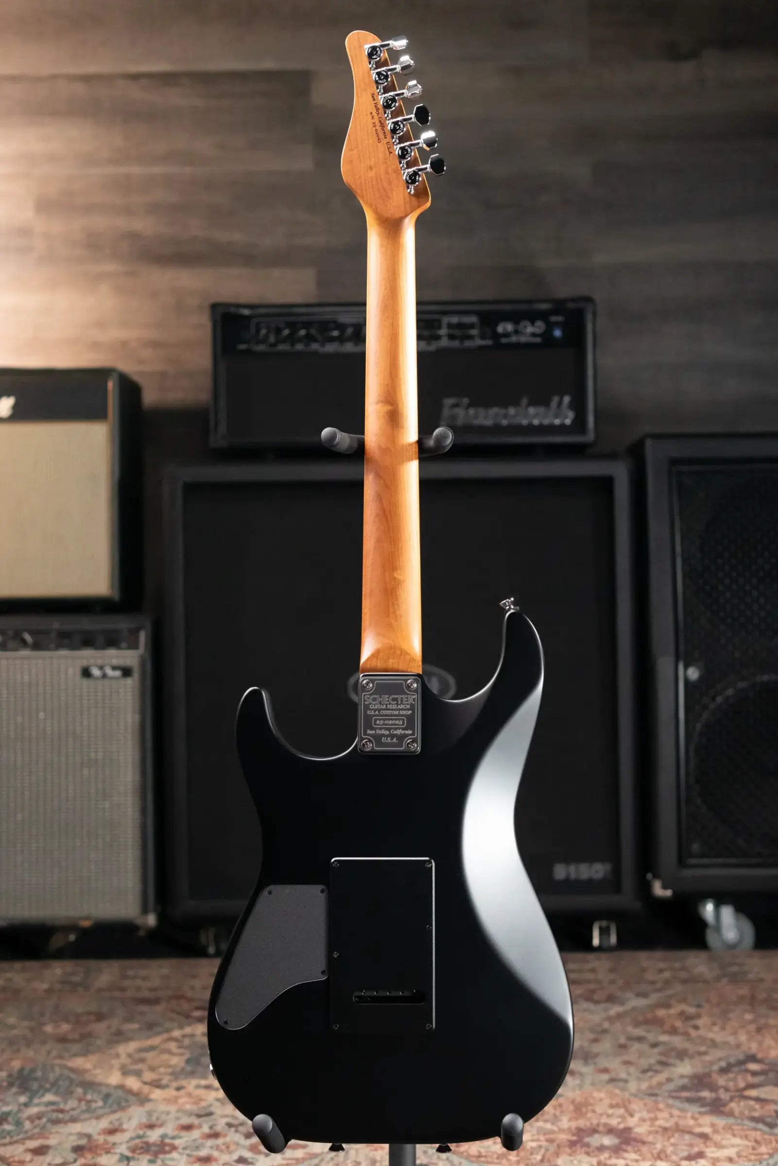 Schecter Custom Shop Sunset Custom HSS Electric Guitar - Satin Transparent Black Burst with Hardshell Case