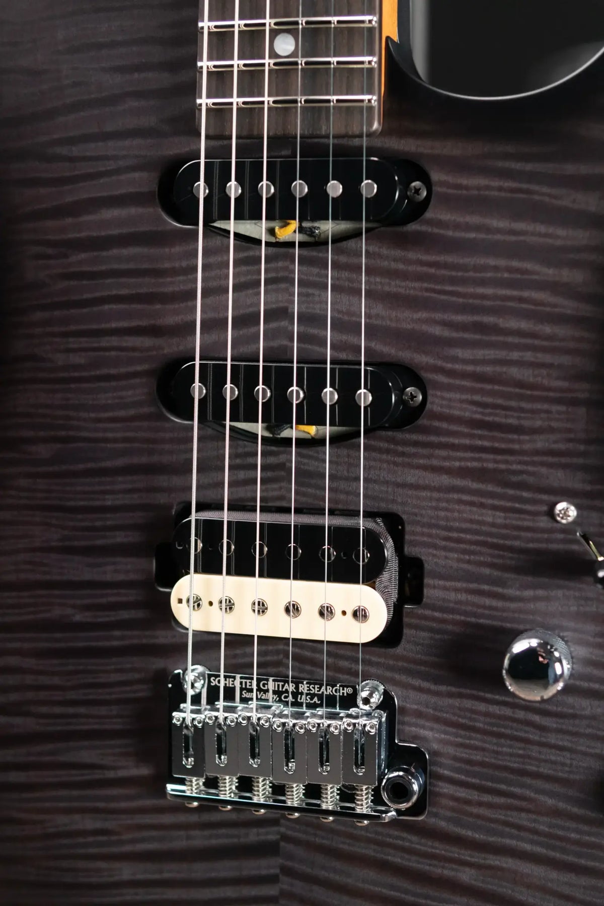 Schecter Custom Shop Sunset Custom HSS Electric Guitar - Satin Transparent Black Burst with Hardshell Case