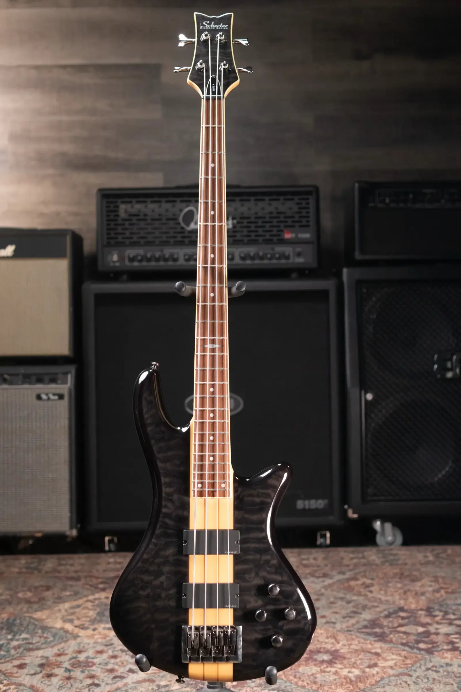 Schecter Diamond Series Stiletto Elite 4 Electric Bass - Transparent Black with Hardshell Case - Used
