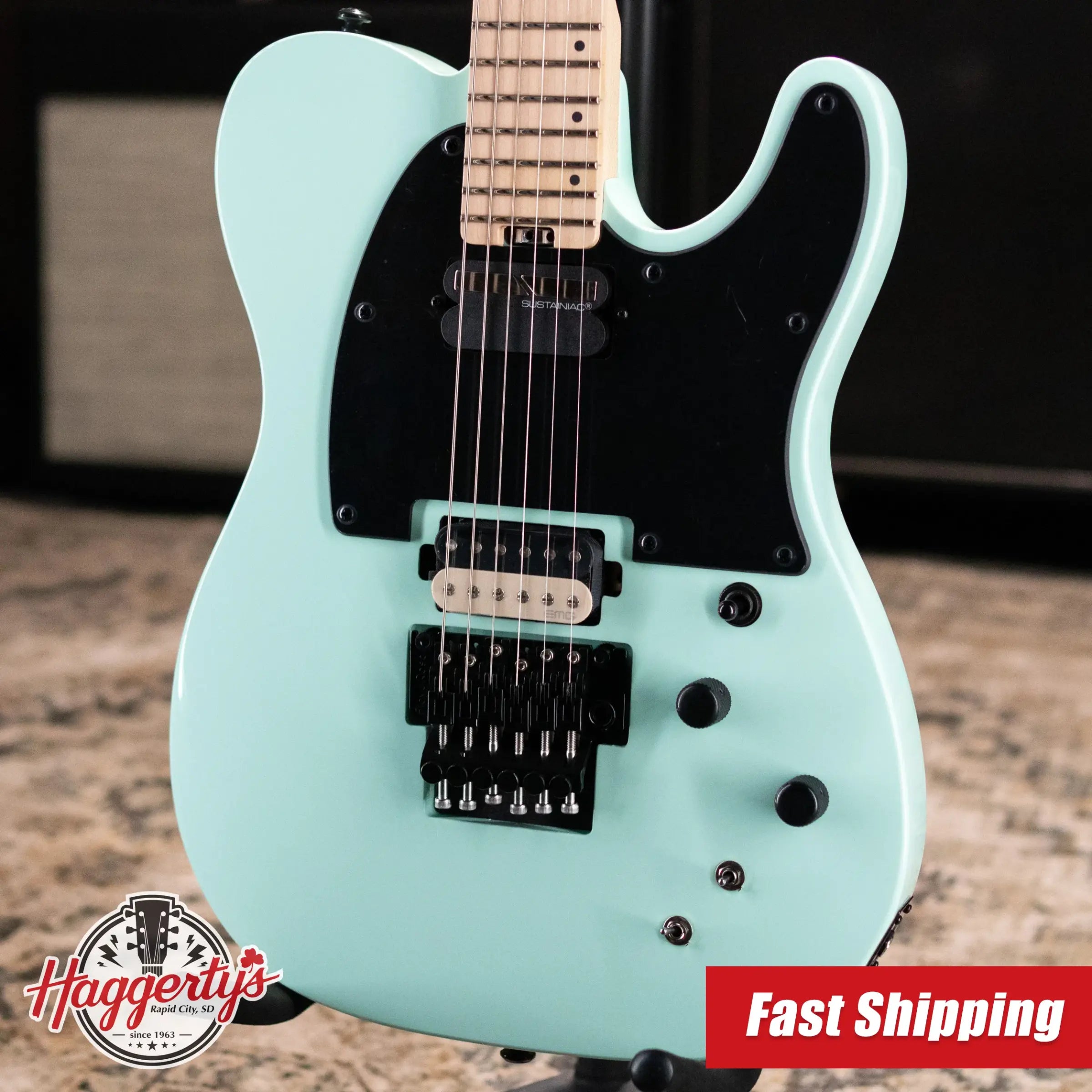 Schecter Sun Valley Super Shredder PT FR with Sustainiac Electric Guitar - Sea Foam Green