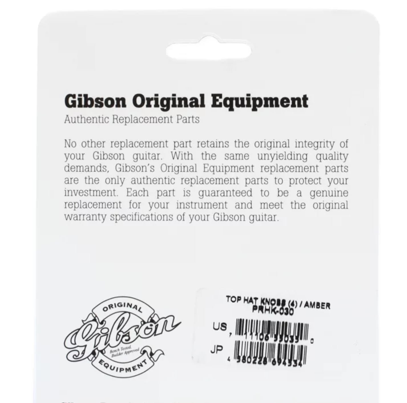 Gibson Top Hat Knobs, Vintage Amber, 4-Pack
