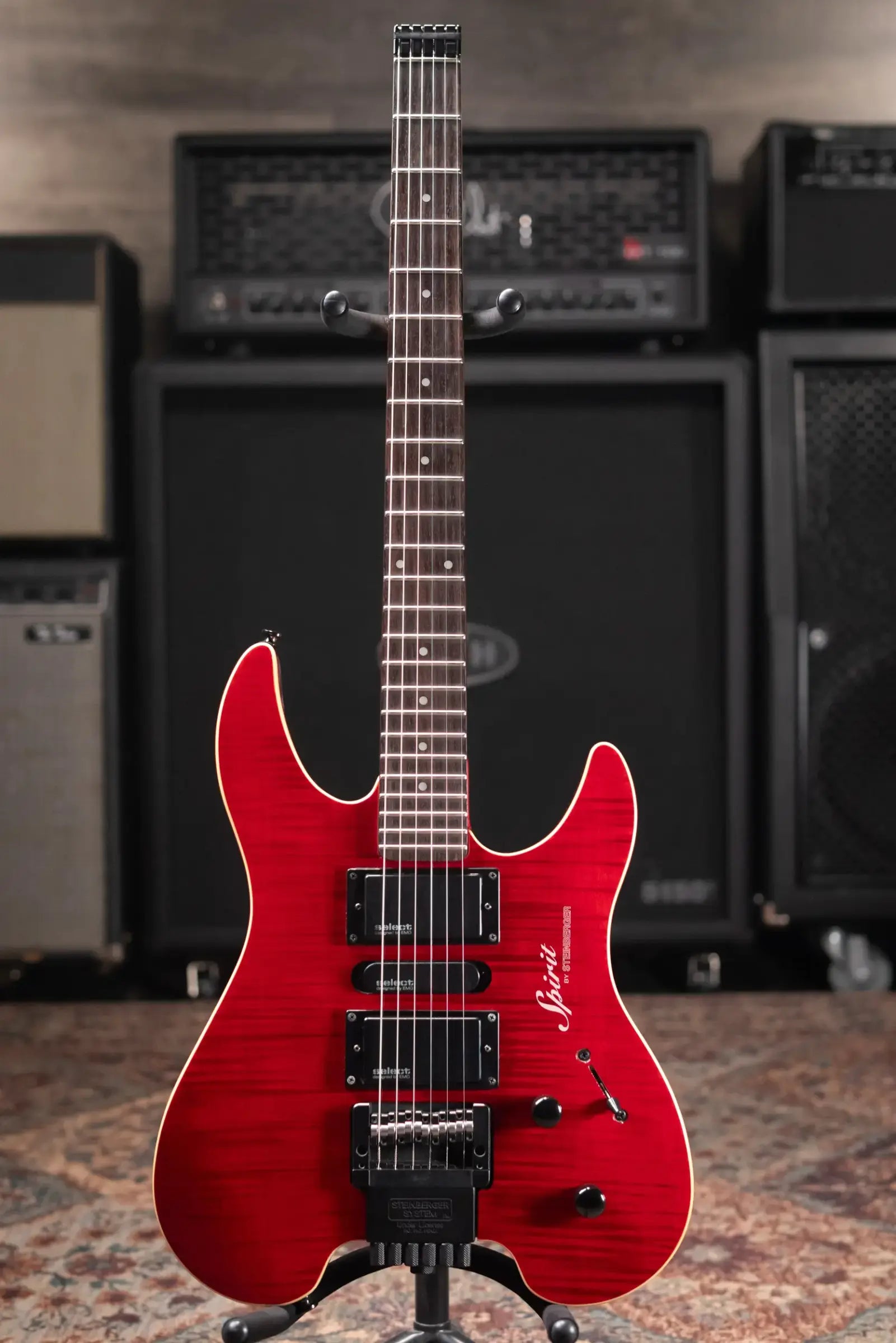 Spirit by Steinberger GU Deluxe Headless Electric Guitar - Transparent Red with Gig Bag - Used