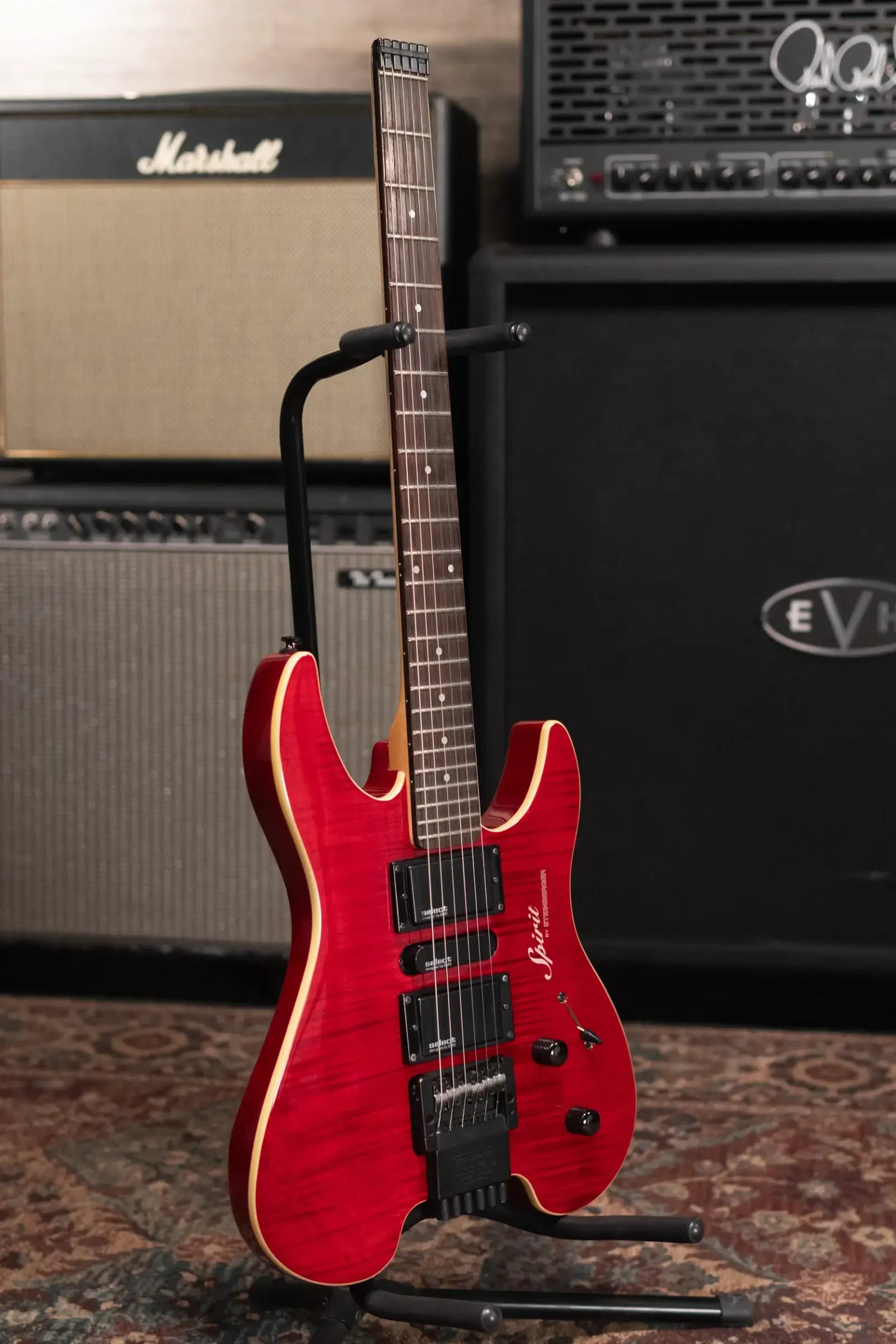 Spirit by Steinberger GU Deluxe Headless Electric Guitar - Transparent Red with Gig Bag - Used
