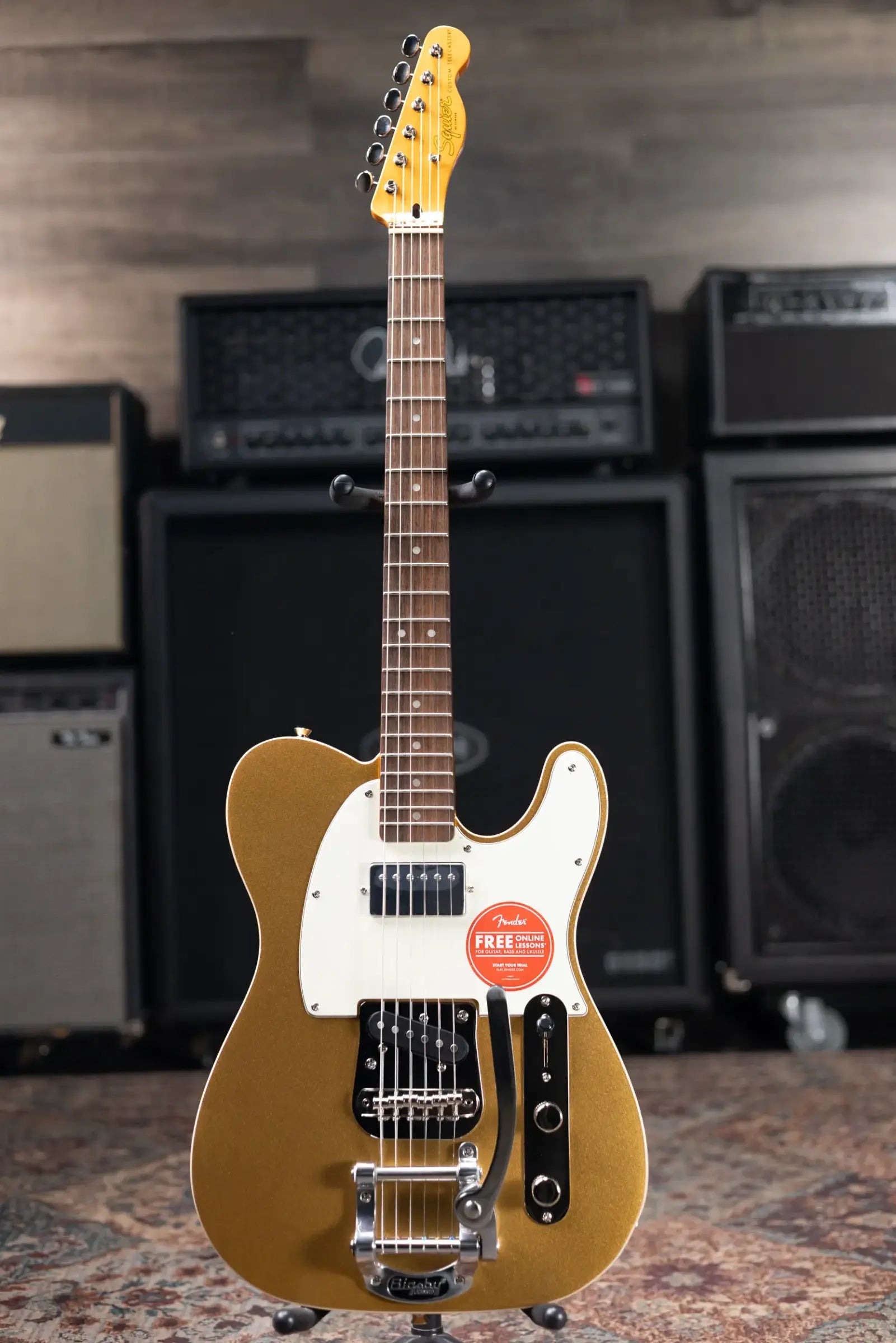 Squier Classic Vibe Custom Telecaster SH with Bigsby Electric Guitar - Aztec Gold