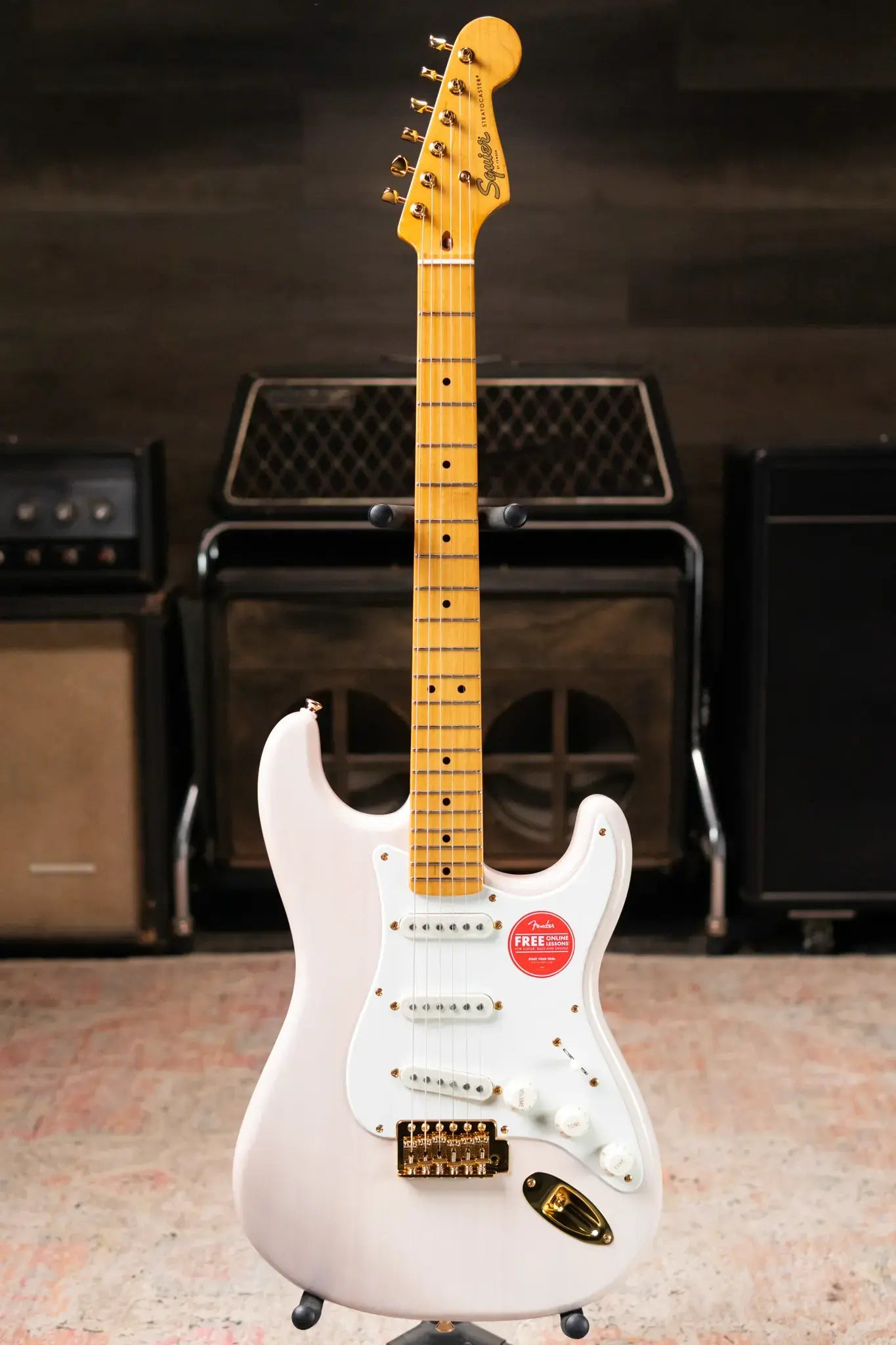 Squier FSR Classic Vibe '50s Stratocaster Electric Guitar - White Blonde, Gold Hardware