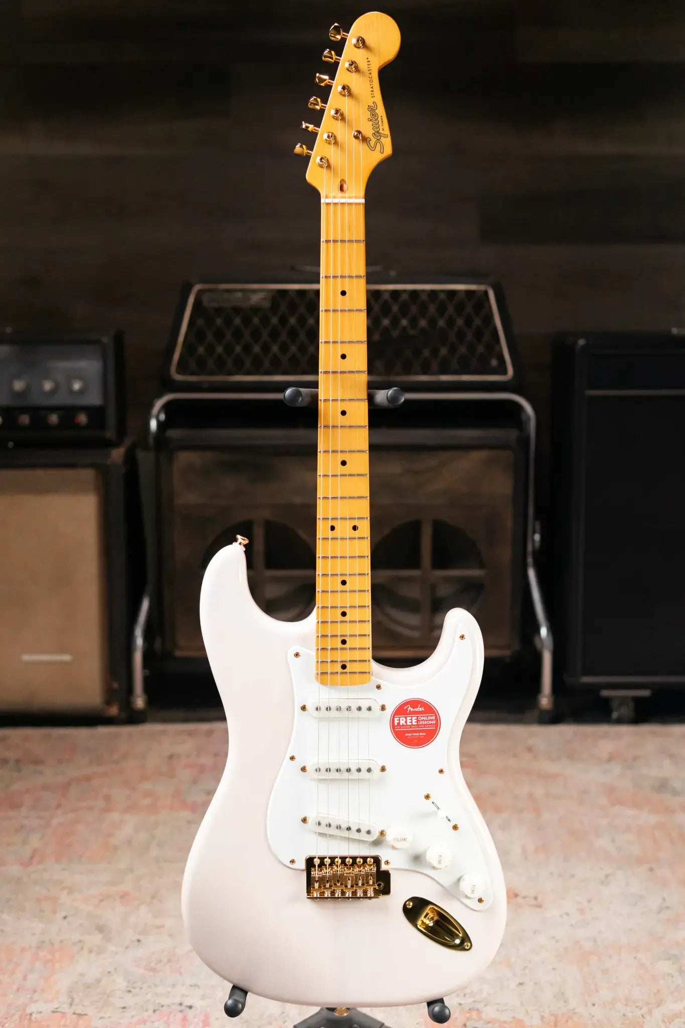 Squier FSR Classic Vibe '50s Stratocaster Electric Guitar - White Blonde, Gold Hardware