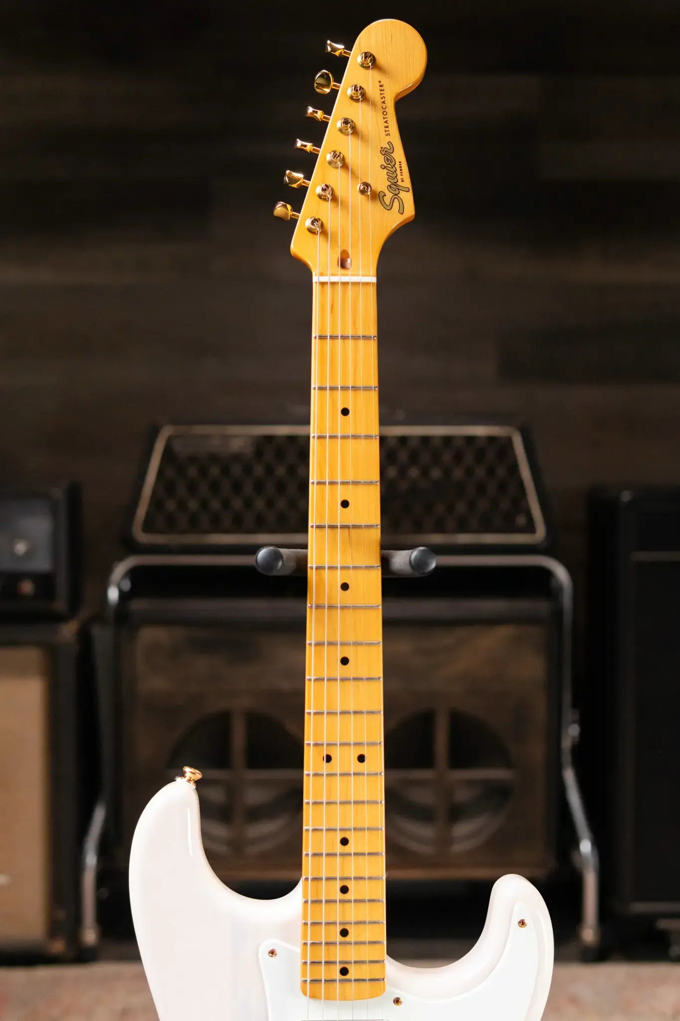 Squier FSR Classic Vibe '50s Stratocaster, Maple Fingerboard, Parchment Pickguard, Gold Hardware - White Blonde