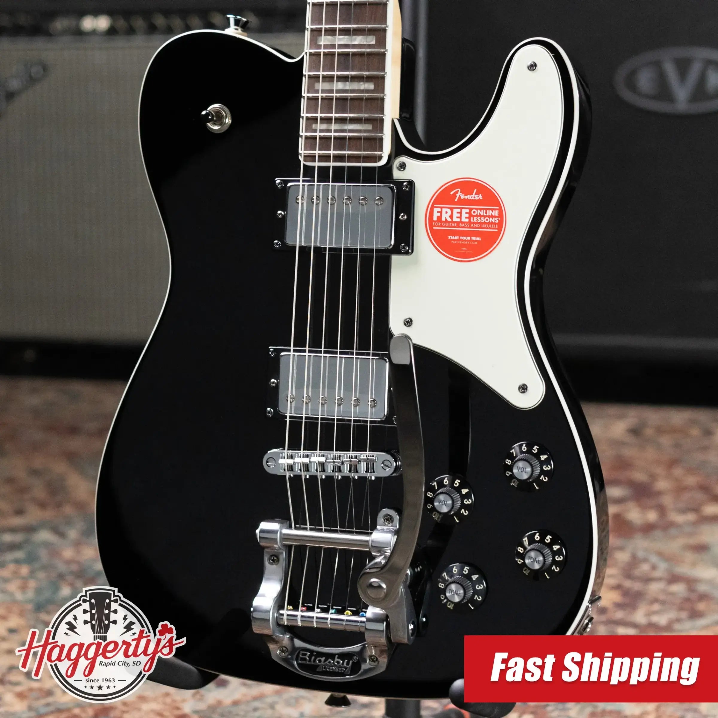 Squier Paranormal Troublemaker Telecaster Deluxe Bigsby Electric Guitar - Black