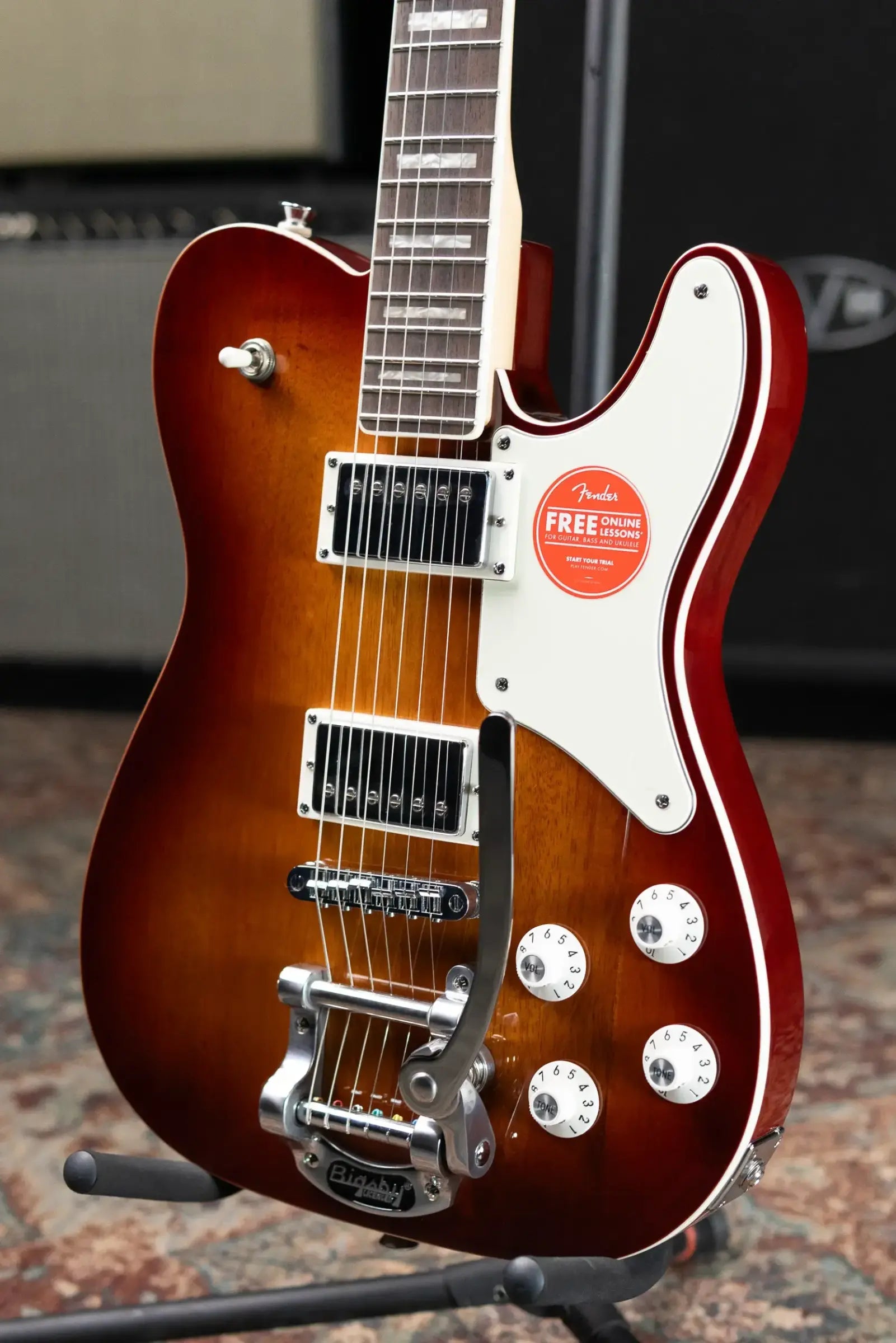 Squier Paranormal Troublemaker Telecaster Deluxe Bigsby Electric Guitar - Honey Sunburst