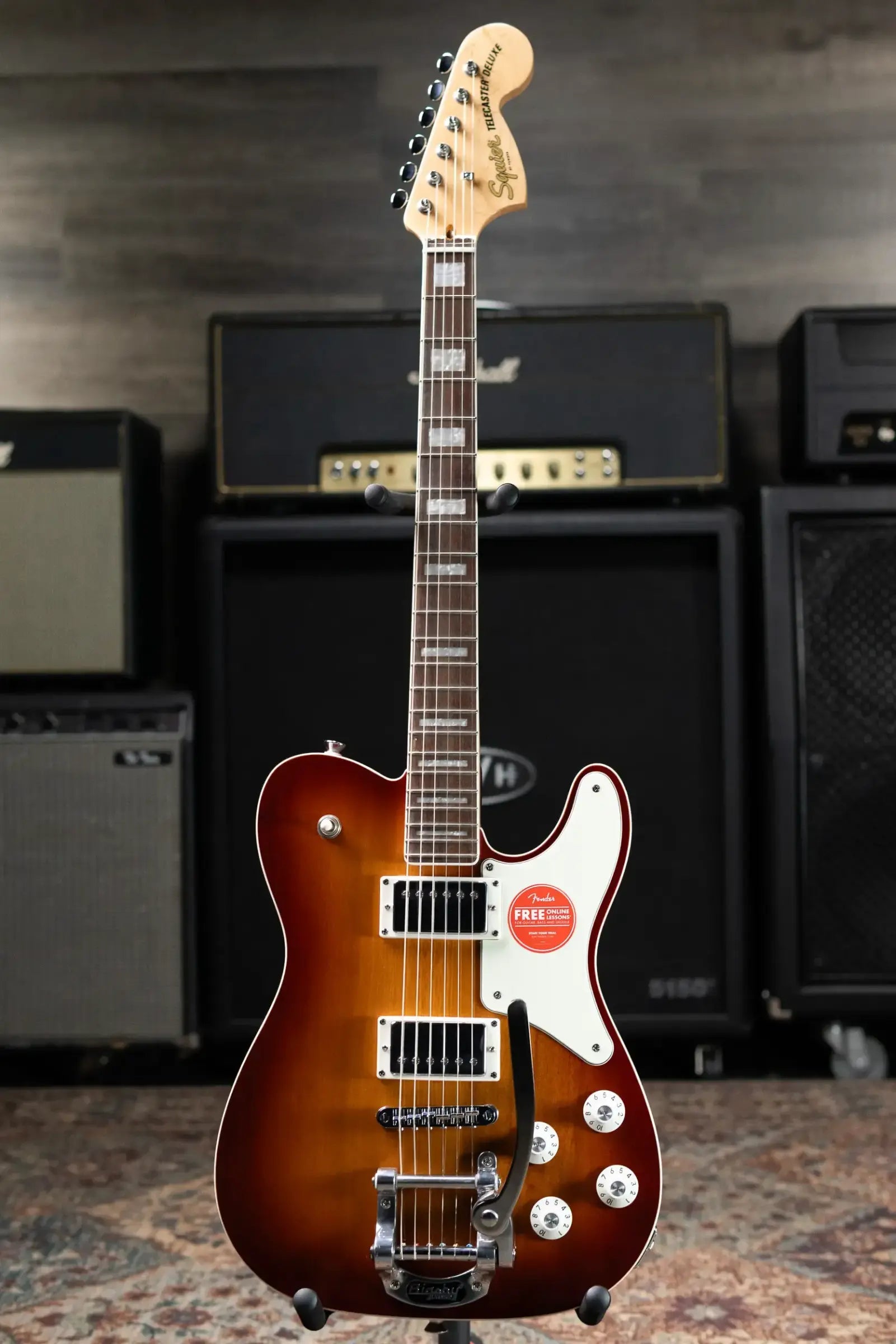 Squier Paranormal Troublemaker Telecaster Deluxe Bigsby Electric Guitar - Honey Sunburst
