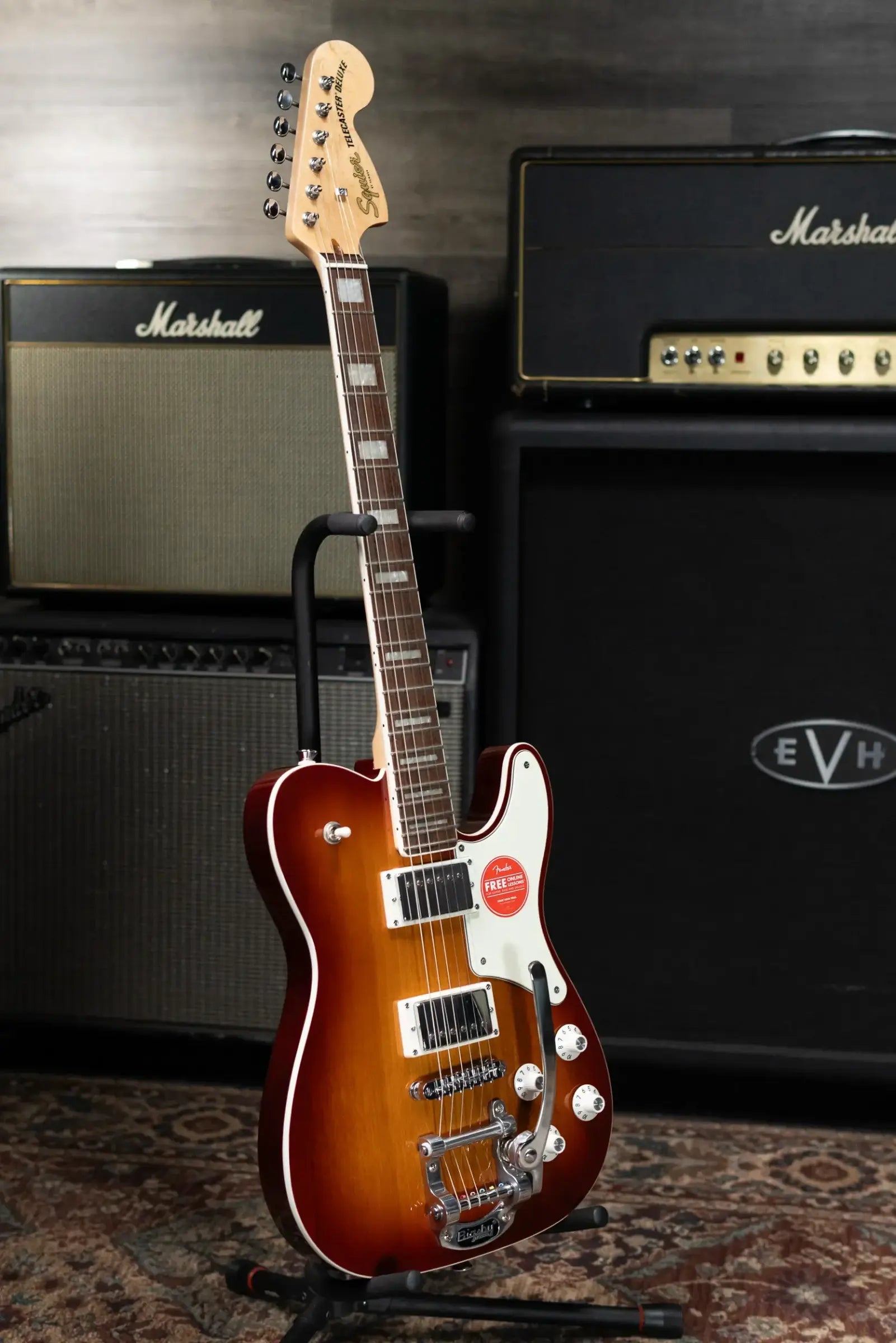 Squier Paranormal Troublemaker Telecaster Deluxe Bigsby Electric Guitar - Honey Sunburst