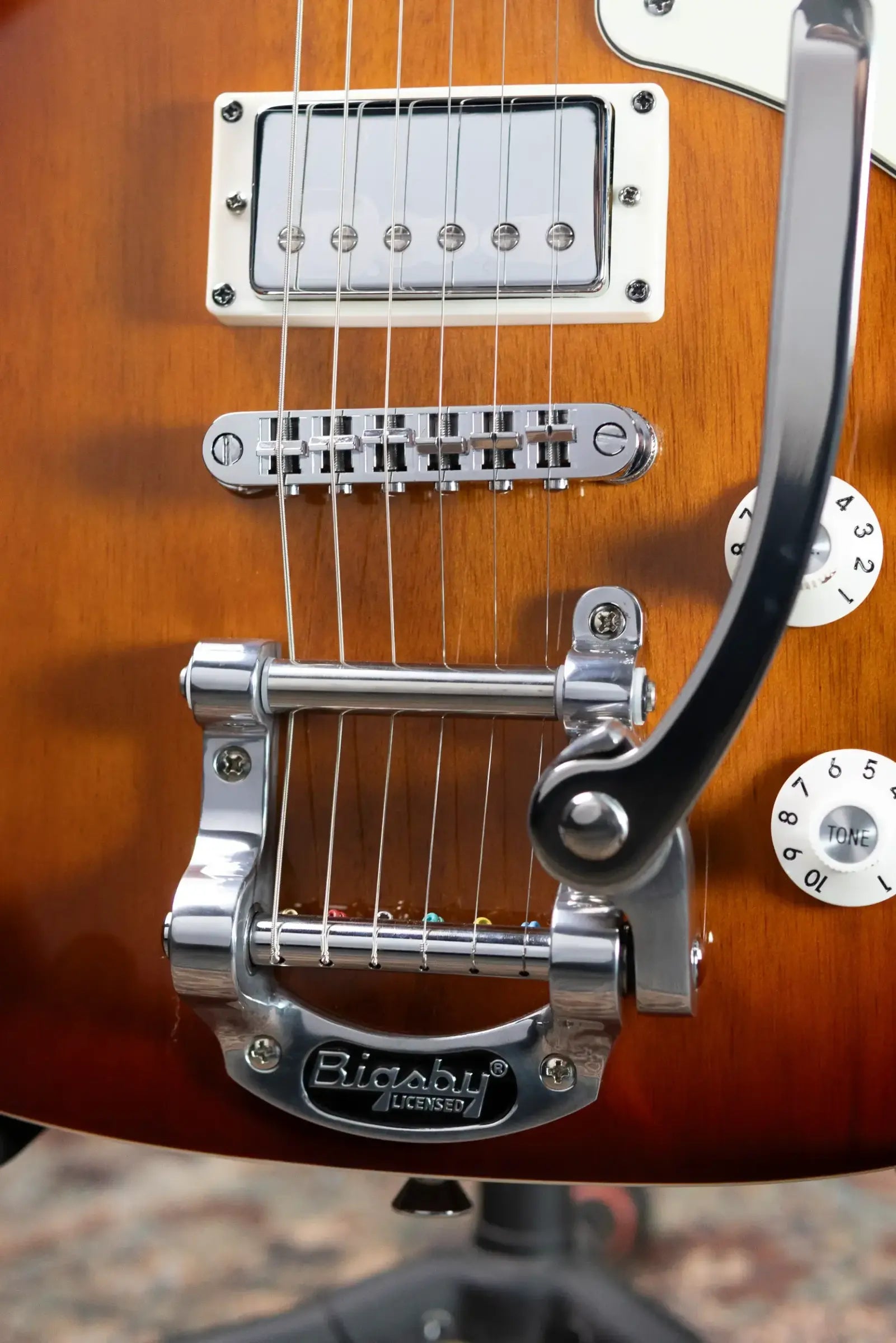 Squier Paranormal Troublemaker Telecaster Deluxe Bigsby Electric Guitar - Honey Sunburst