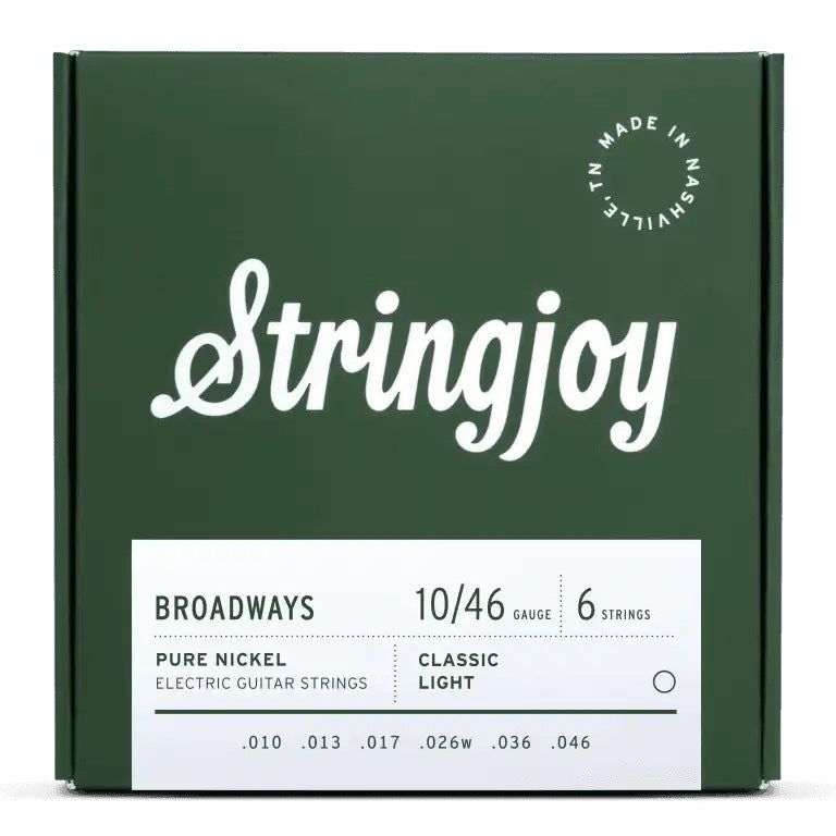 Stringjoy Broadways Classic Light Gauge (10-46) Pure Nickel Electric Guitar Strings