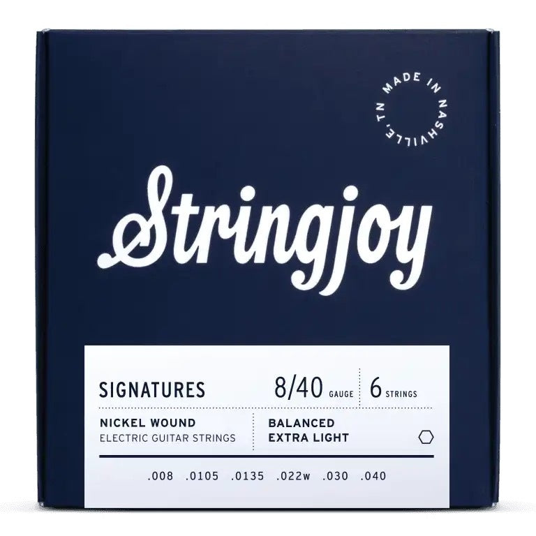 Stringjoy Signatures Balanced Extra Light Gauge (8-40) Nickel Wound Electric Guitar Strings