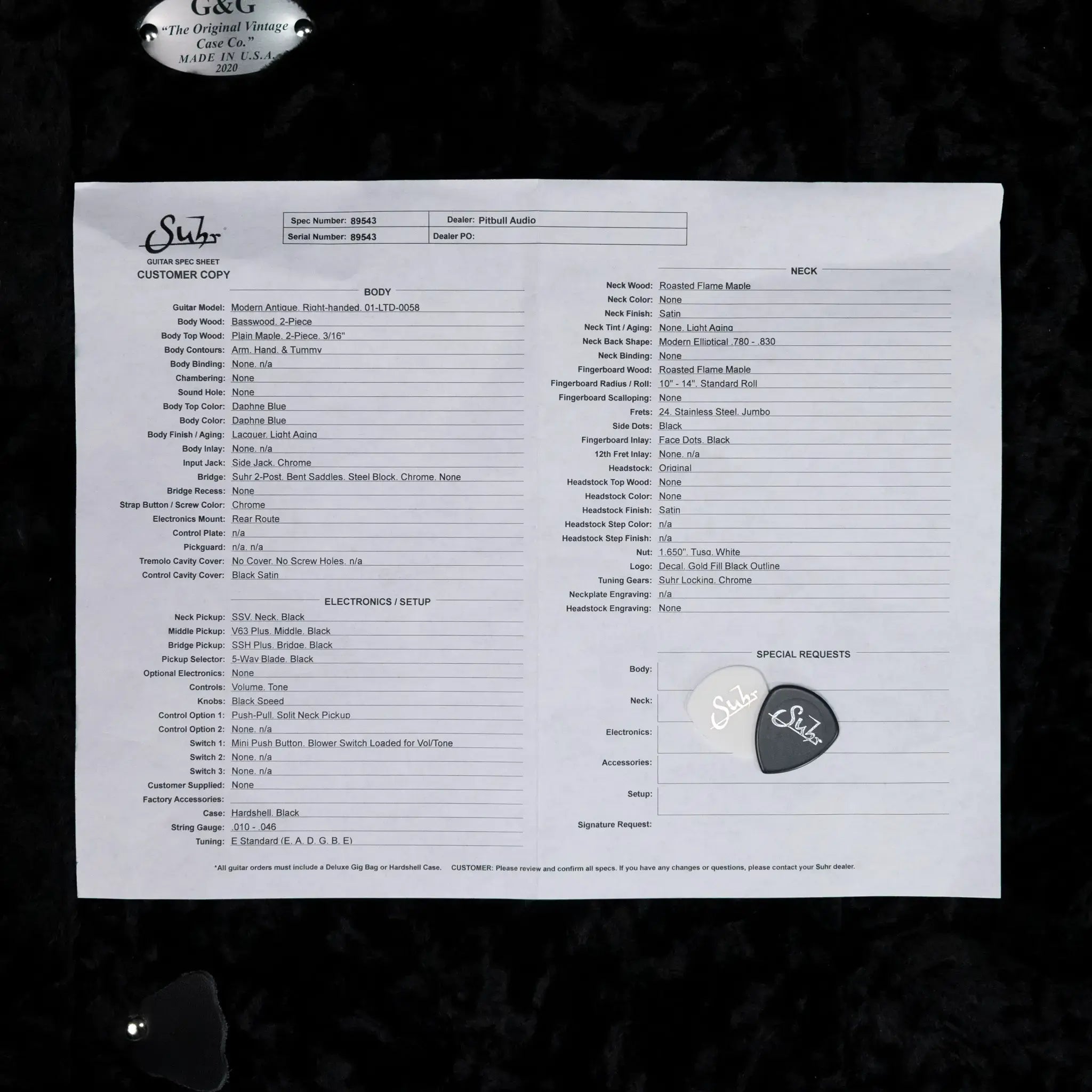 Suhr Modern Antique Limited Edition Electric Guitar - Daphne Blue with Hardshell Case