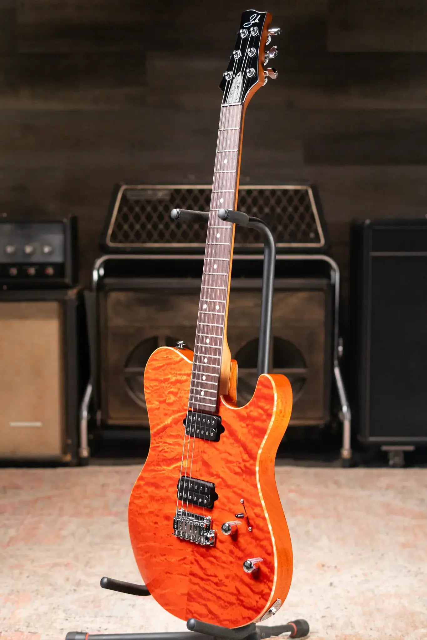Suhr Oso Short Scale Electric Guitar - Custom Orange Stain with Gig Bag