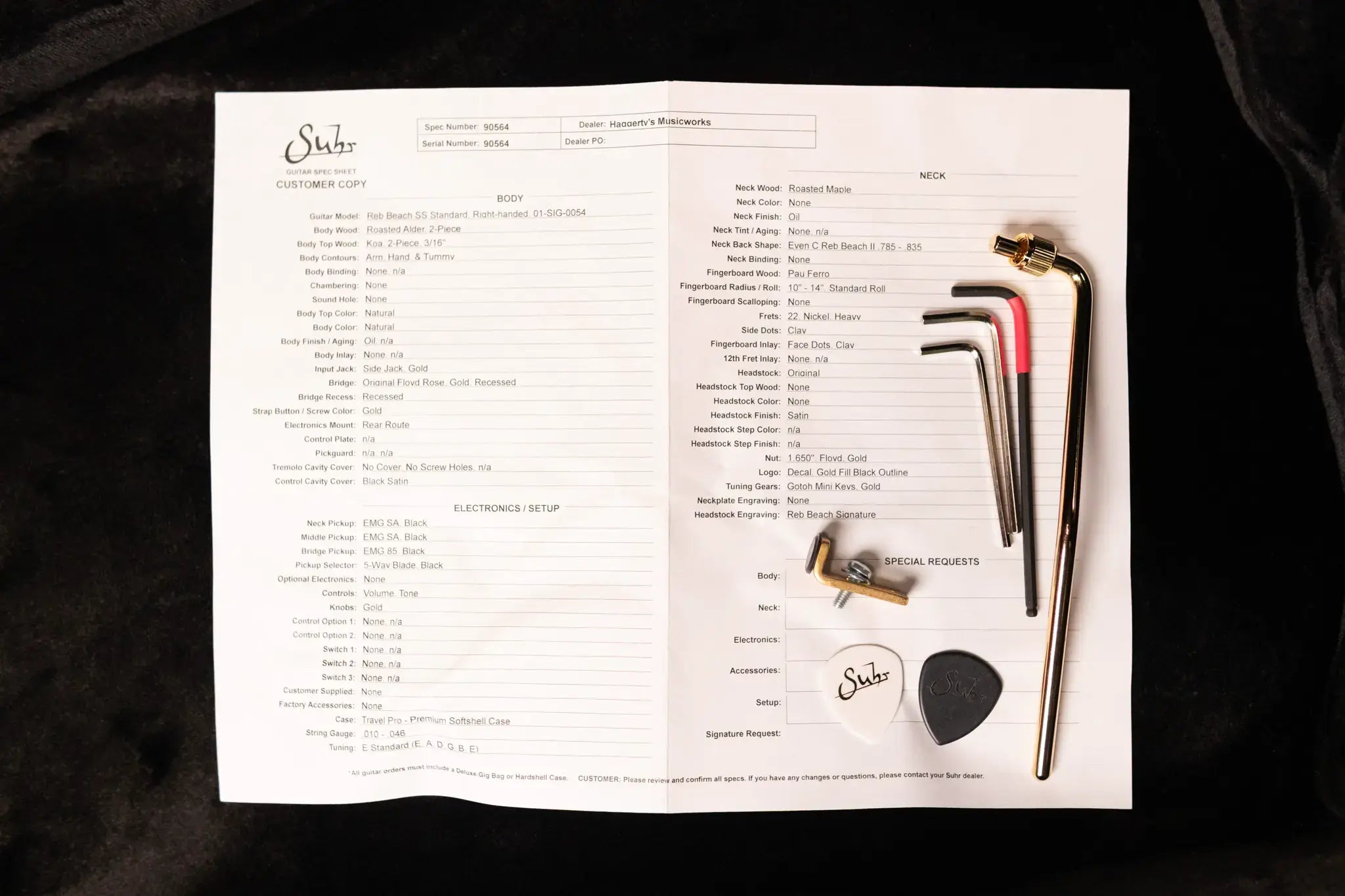 Suhr Reb Beach Signature Series Standard II Electric Guitar - Koa Top with Softshell Gig Bag