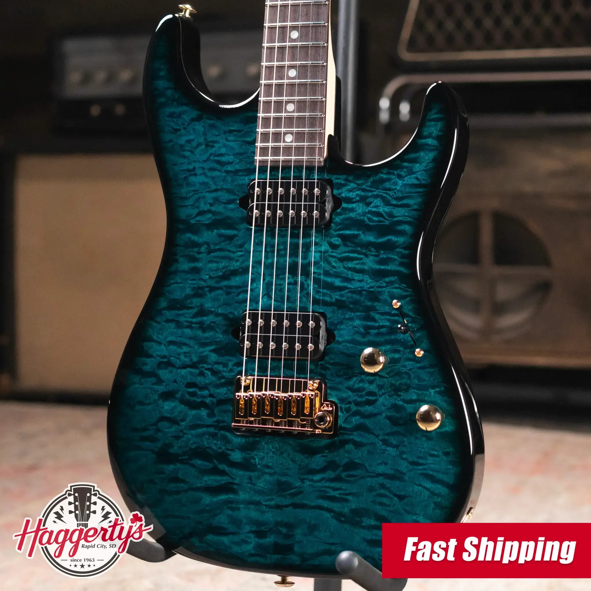 (RTO)Suhr Standard Thin Burst Limited Edition Electric Guitar - Trans Teal with Gig Bag