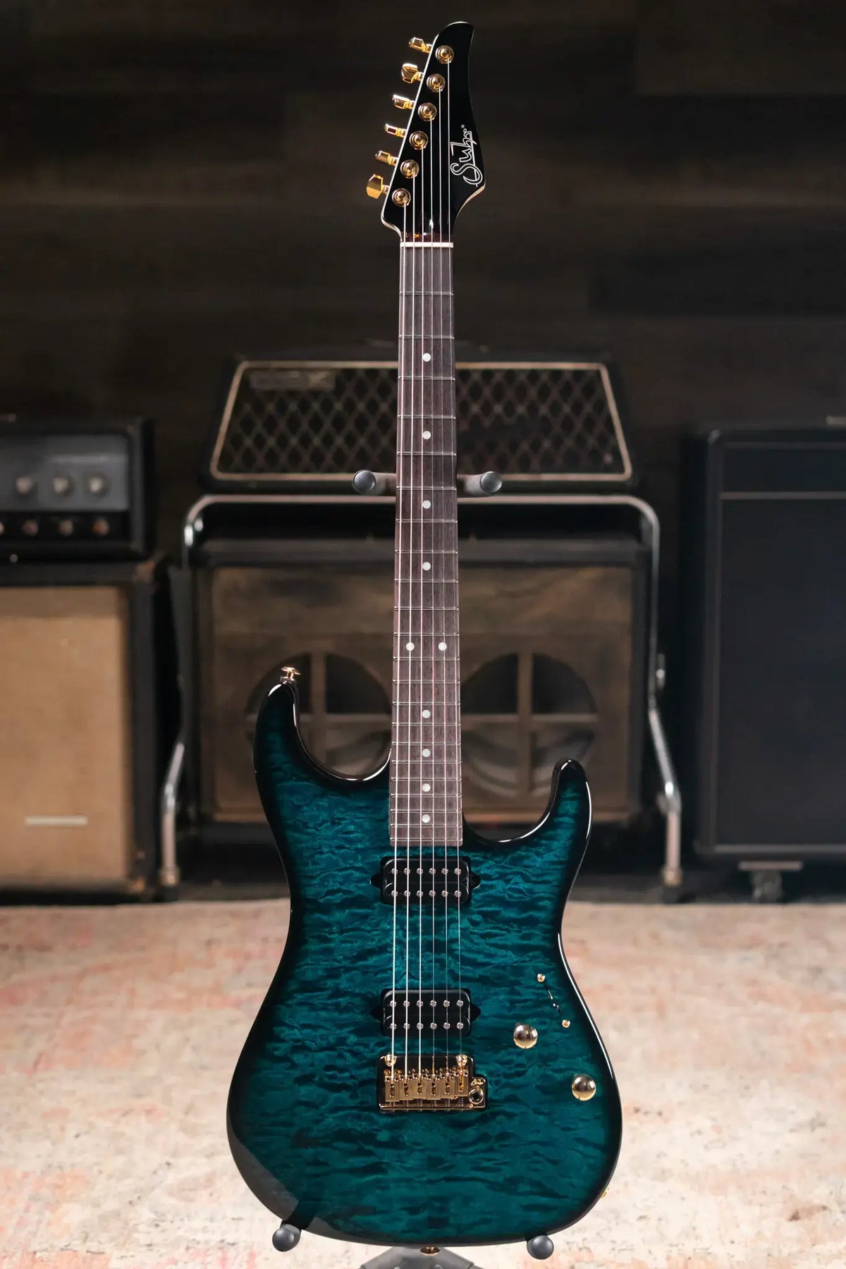(RTO)Suhr Standard Thin Burst Limited Edition Electric Guitar - Trans Teal with Gig Bag