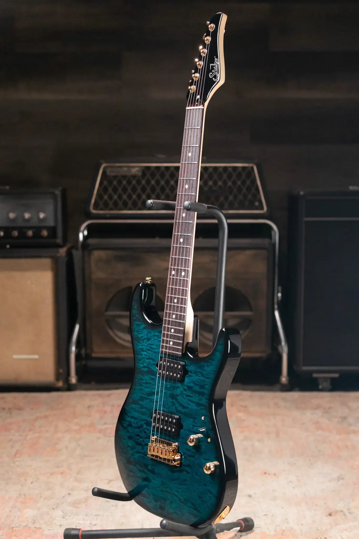 (RTO)Suhr Standard Thin Burst Limited Edition Electric Guitar - Trans Teal with Gig Bag